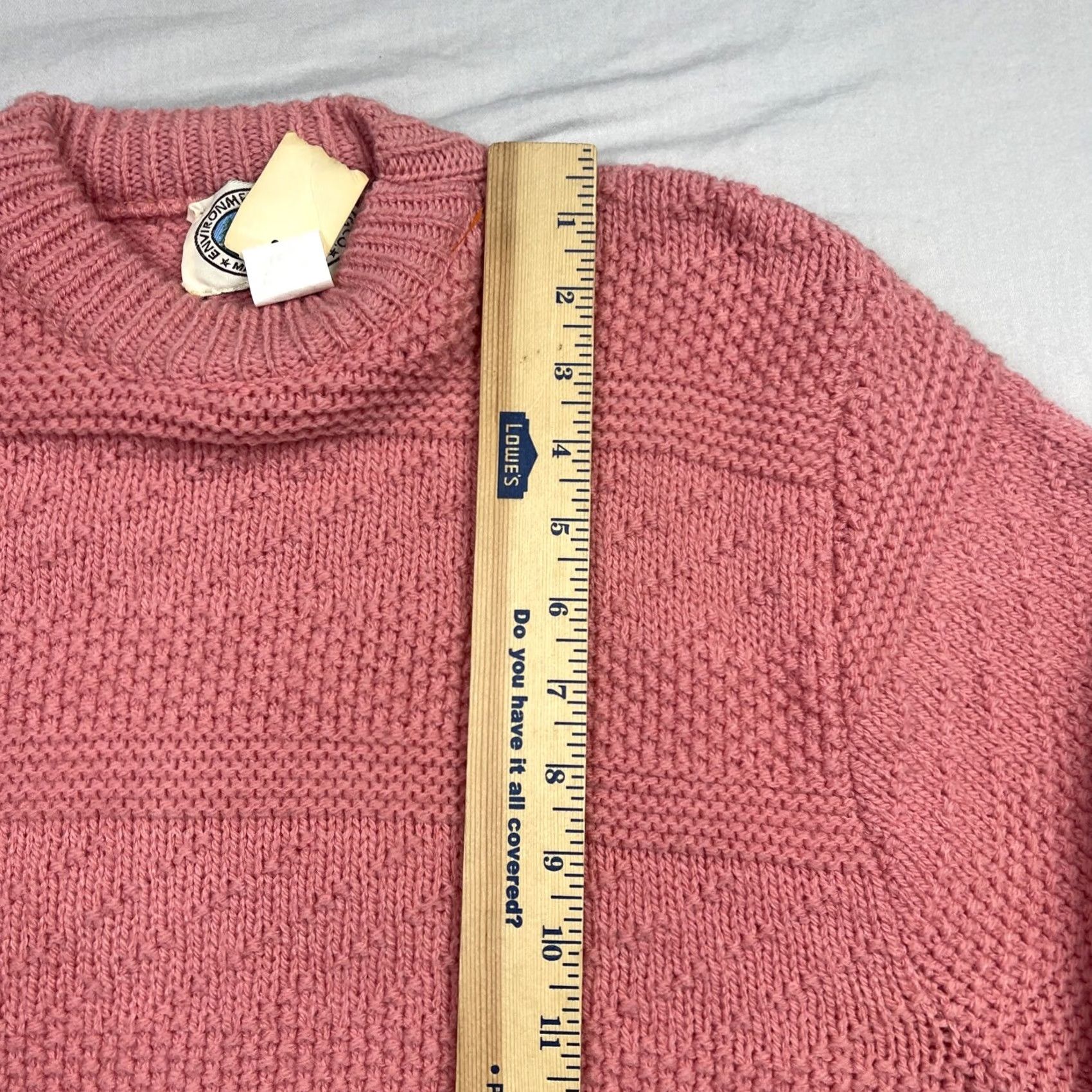 CO VINTAGE Environmental Clothing Co Sweater Mens Large Pink Knit Long Sleeve Made In USA Size US L / EU 52-54 / 3 - 7 Thumbnail