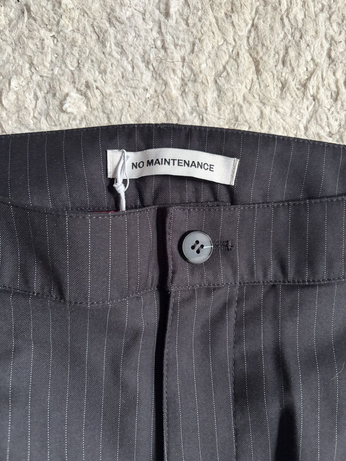 No Maintenance RAW EDGE PINSTRIPE DOUBLE PLEATED TROUSERS Size US 34 / EU 50 - 3 Thumbnail