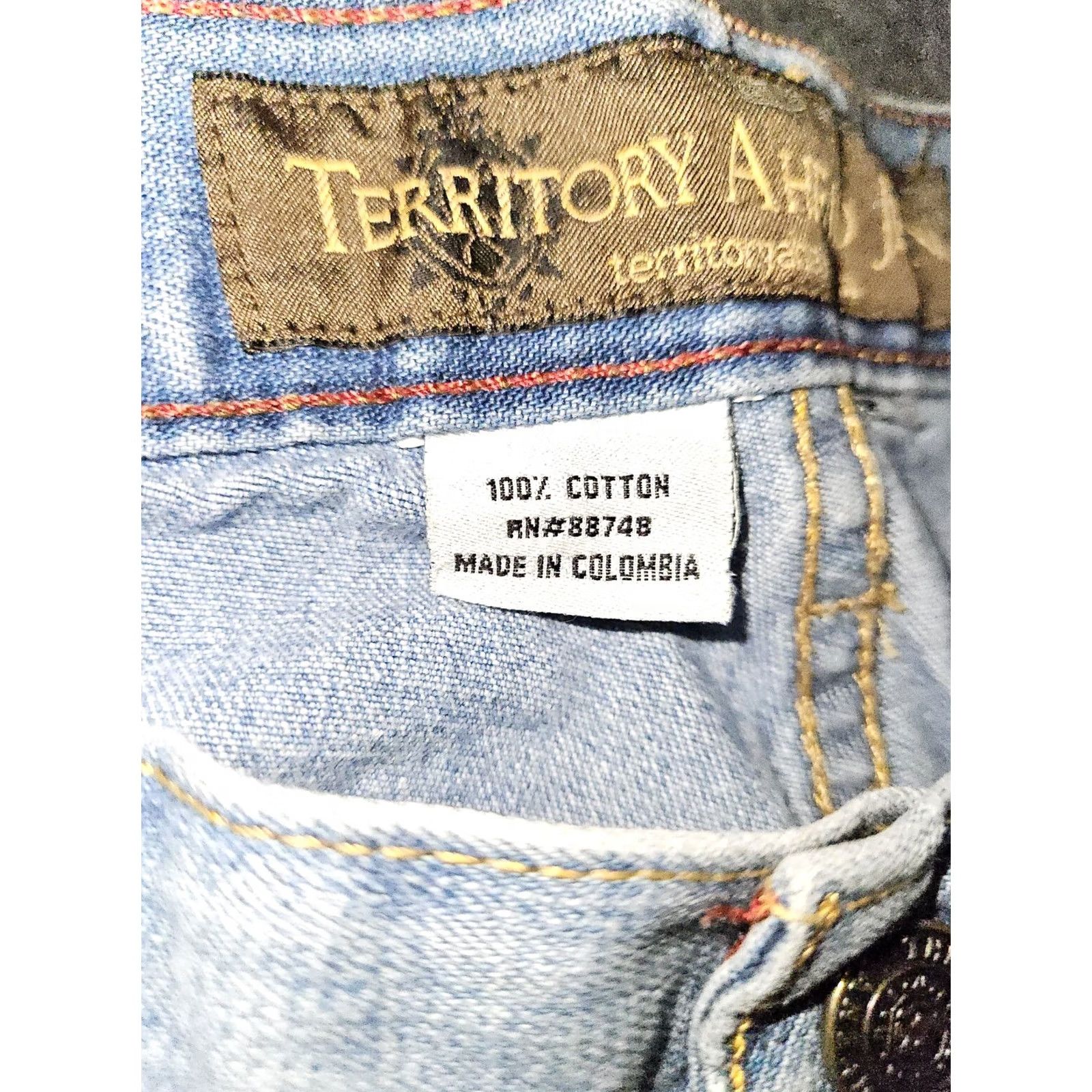 The Territory Ahead Territory Ahead Jeans Straight Men's 33x30 Mid Rise Blue Denim Preppy Comfort Pockets Logo Relaxed Regular Inseam 25 Size US 33 - 3 Thumbnail