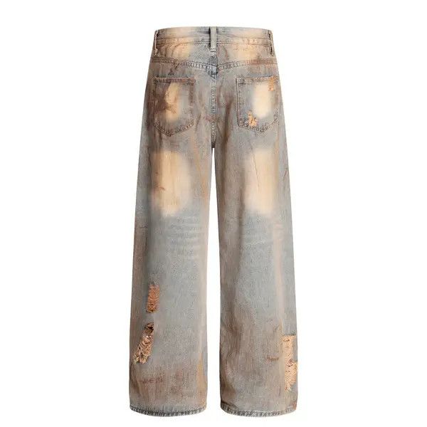 Vintage Men's heavy duty loose washed dirty distressed Ripped jeans Size US 32 / EU 48 - 2 Thumbnail