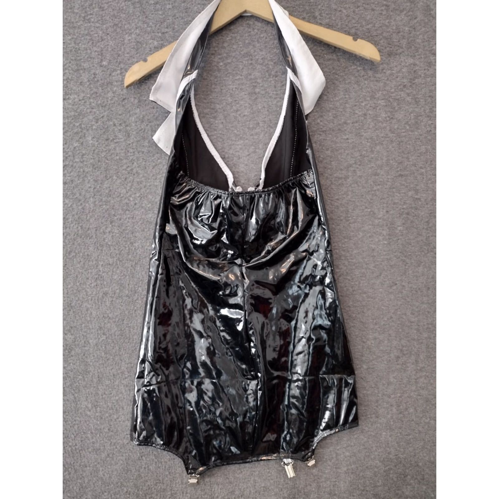 ESPIRIT Spirit Women Maid Role Play Costume Halter Neck Patent Leotard Top Clubwear M Spirit Maid Cosplay Show Black and White Elastic/Stretch Vintage? No. Size M / US 6-8 / IT 42-44 - 2 Thumbnail
