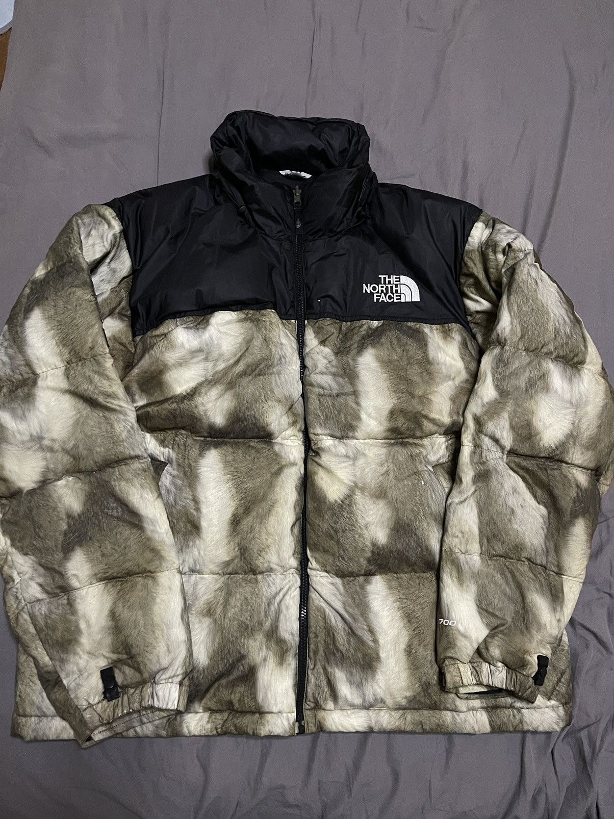 image of Supreme Tnf The North Face Fur Print Nuptse Jacket, Men's (Size XL)