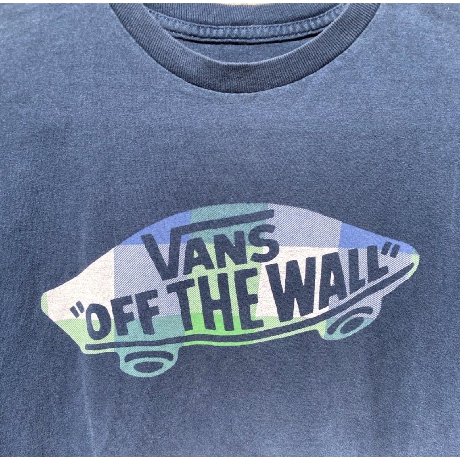 Vans VANS Off The Wall T-Shirt Mens Blue 100% Cotton Short Sleeve Crew Neck Regular Fit Graphic Print Embroidered Logo Skateboarding 80s 90s Vintage No N/A Size US M / EU 48-50 / 2 - 6 Thumbnail