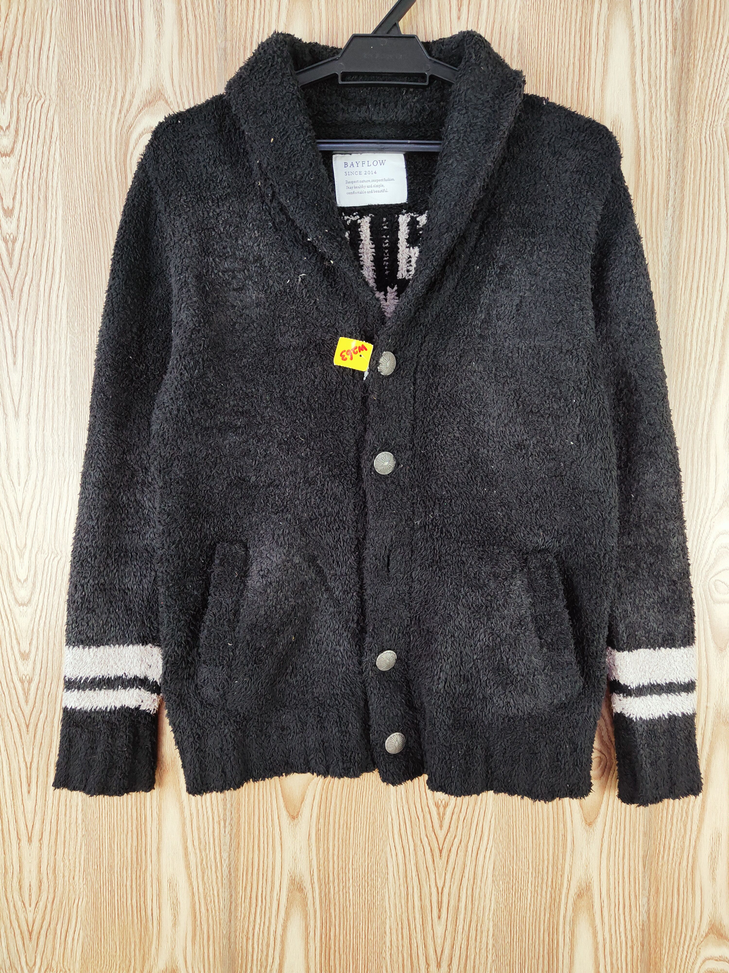 Japanese Brand Bayflow slow rise Black fleece Knitwear Cardigan #W263 Size M / US 6-8 / IT 42-44 - 1 Thumbnail