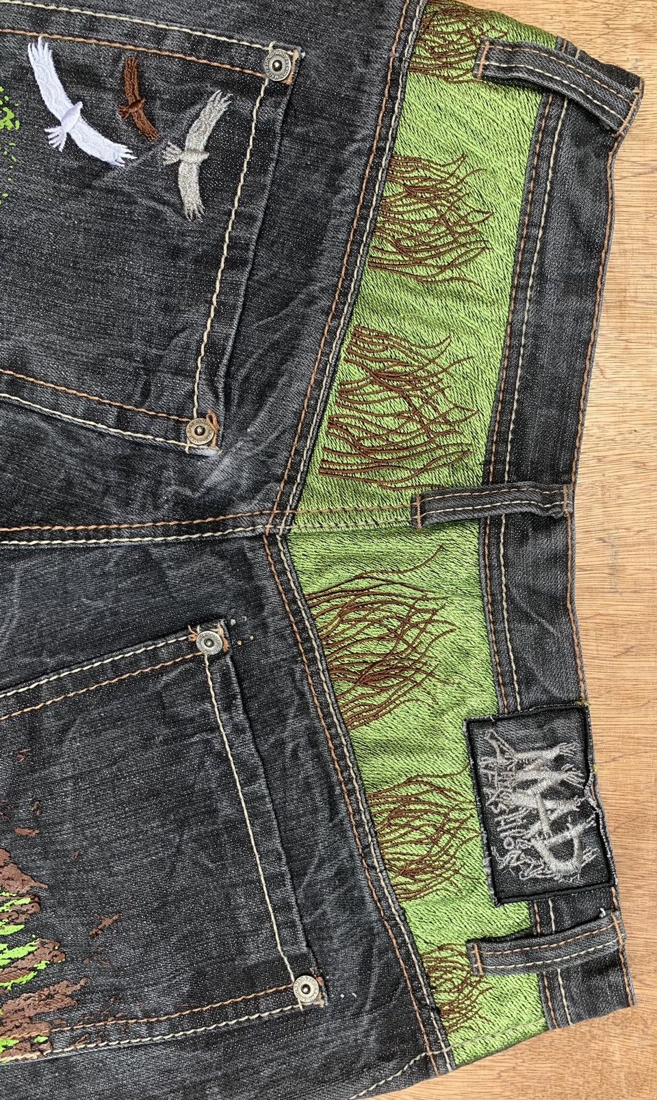 Art Comes First Mad Fashion Embroidered and Paint Print Denim Pants Size US 32 / EU 48 - 20 Thumbnail