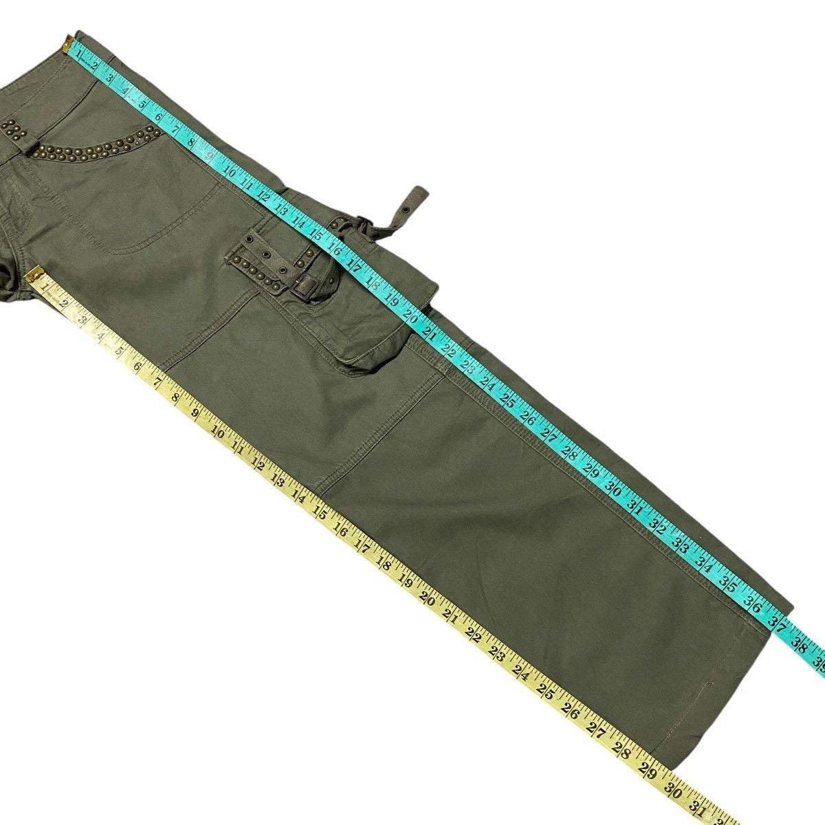 COOK JEANS Studded Military Cargo Pants Low Rise