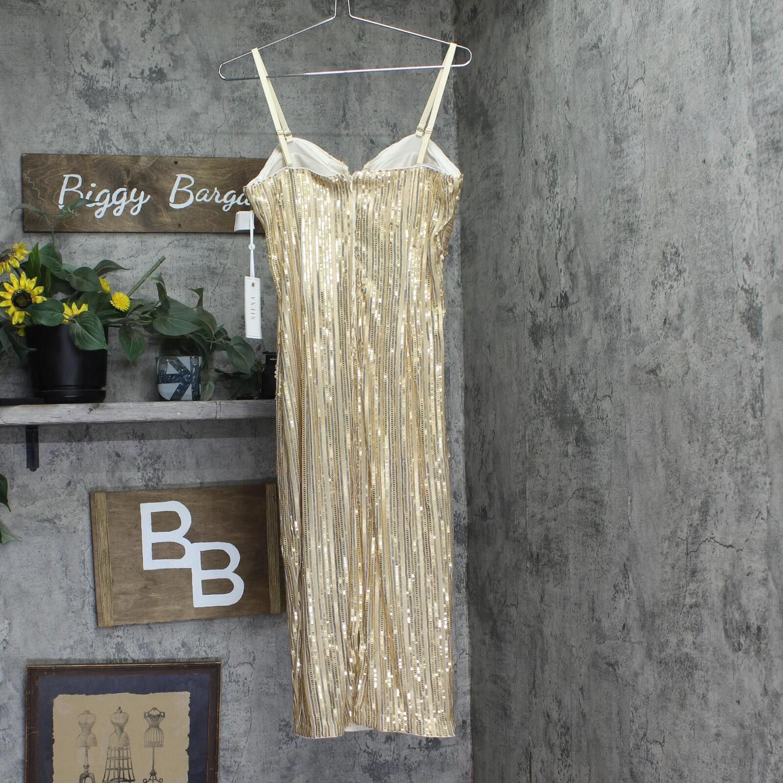 Signal Sport Siena Womens Sequined Midi Dress Satp1740 Gold Yellow 6 Size M / US 6-8 / IT 42-44 - 2 Thumbnail