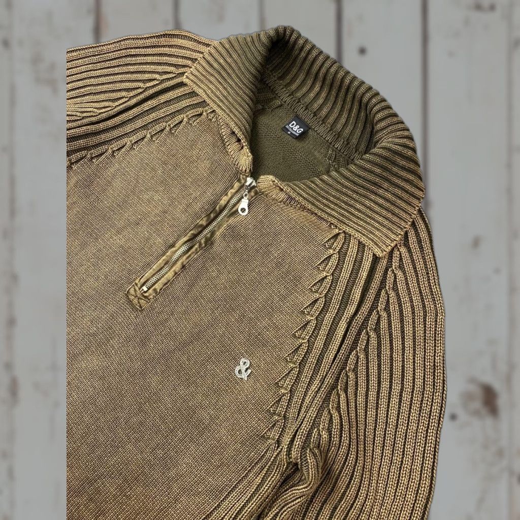 Dolce & Gabbana VINTAGE Dolce&Gabbana Ribbed Knit Sweater 1/4 Zip Men Size M Brown Pullover Knit Long Sleeve Winter Casual Mens Size US M / EU 48-50 / 2 - 1 Thumbnail