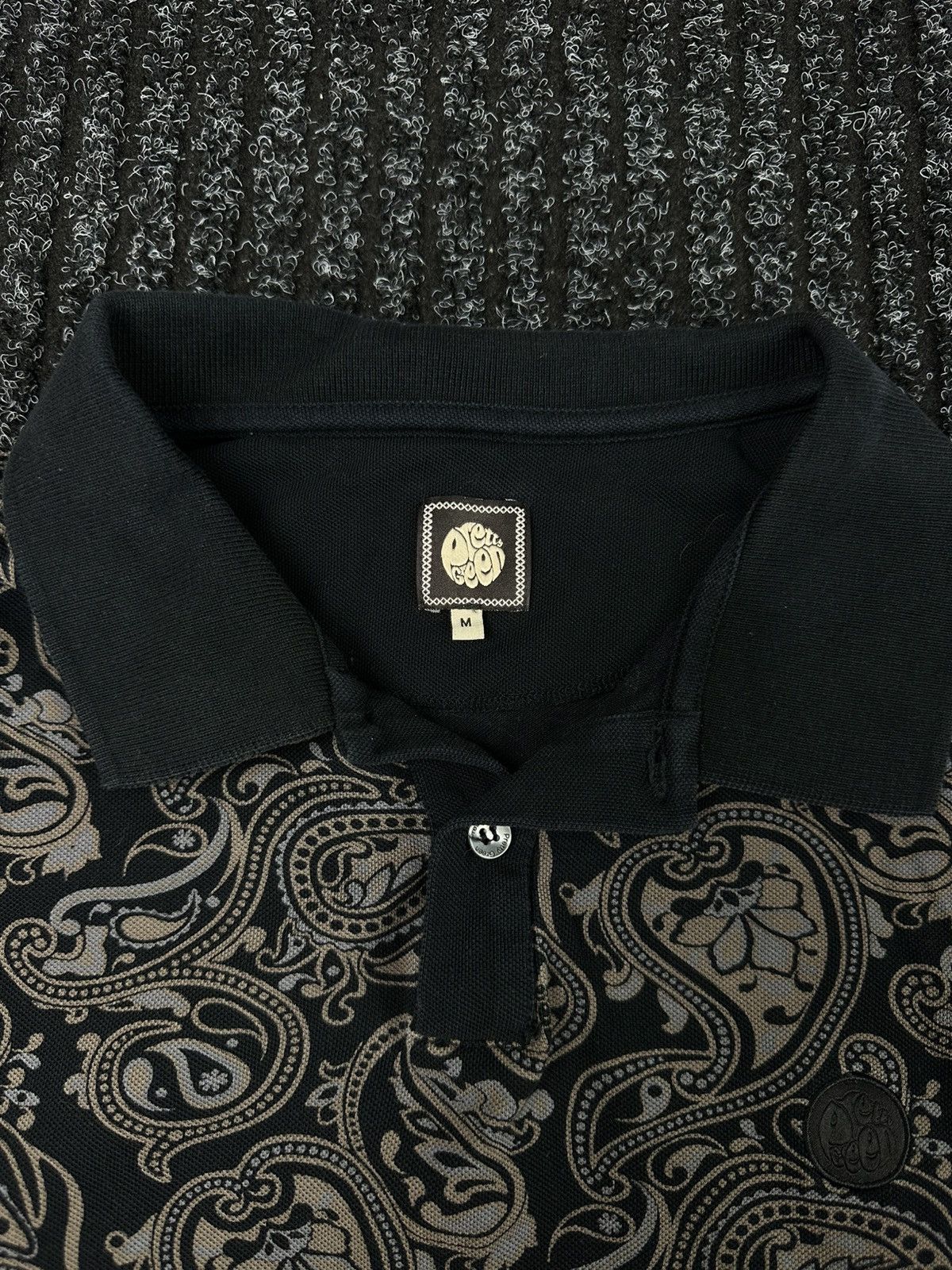 Pretty Green Pretty Green Paisley Long Sleeve Polo Shirt Black Beige Size US M / EU 48-50 / 2 - 3 Thumbnail
