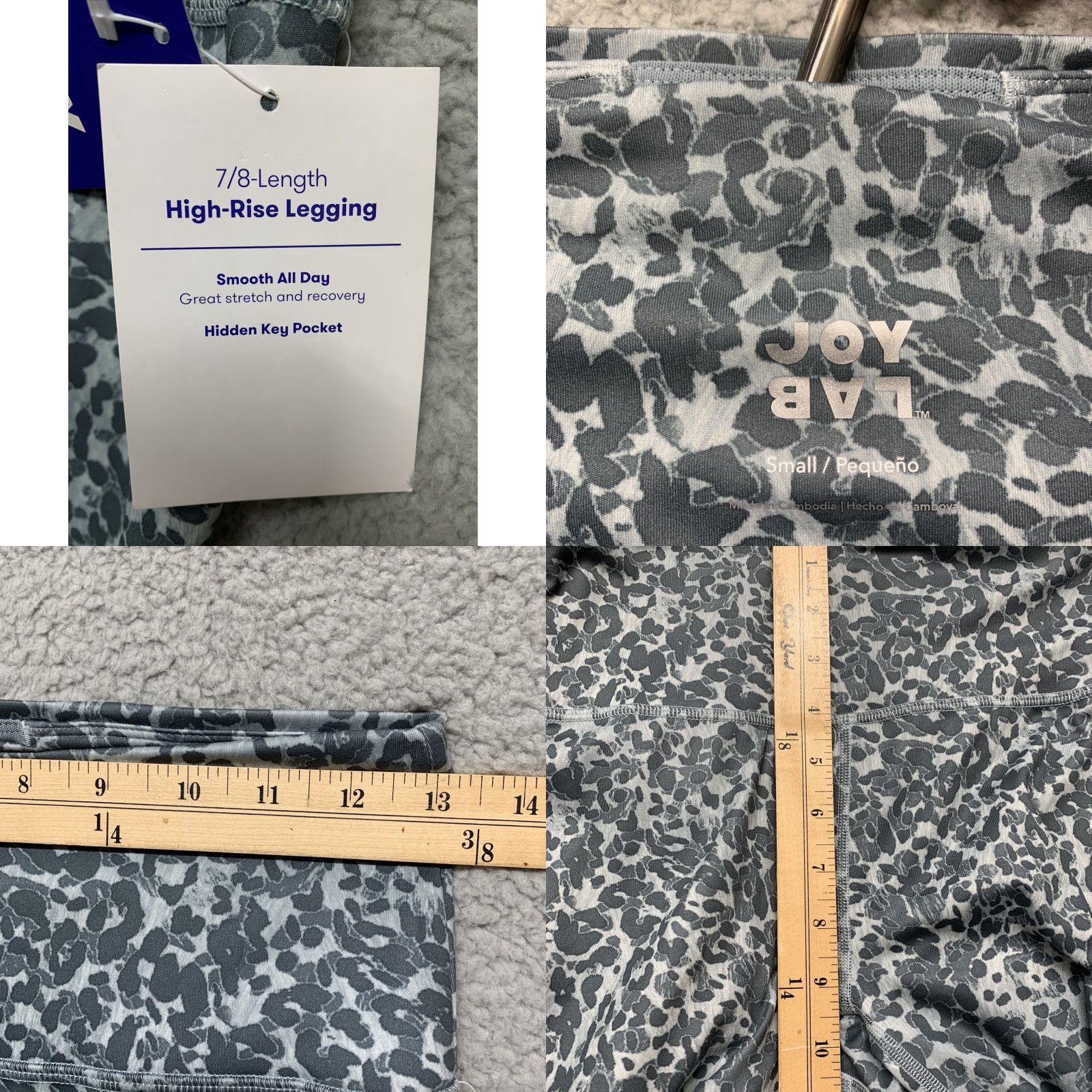 Vintage JoyLab Leggings Women Size S Blue Leopard High-Rise Hidden Key Pocket Skinny Compression Pockets Size 26" / US 2 / IT 38 - 8 Thumbnail