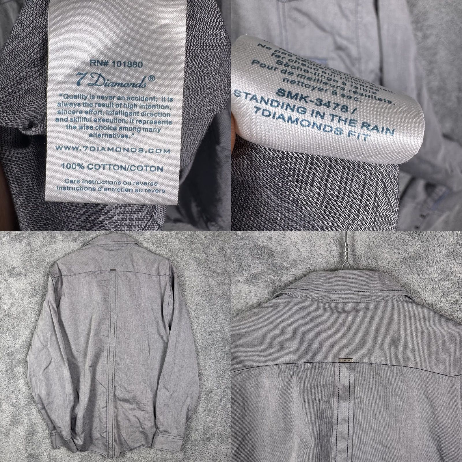 Vintage 7 Diamonds Shirt Mens XL Western Pearl Snap Flip Cuff Long Sleeve Gray Size US XL / EU 56 / 4 - 9 Thumbnail