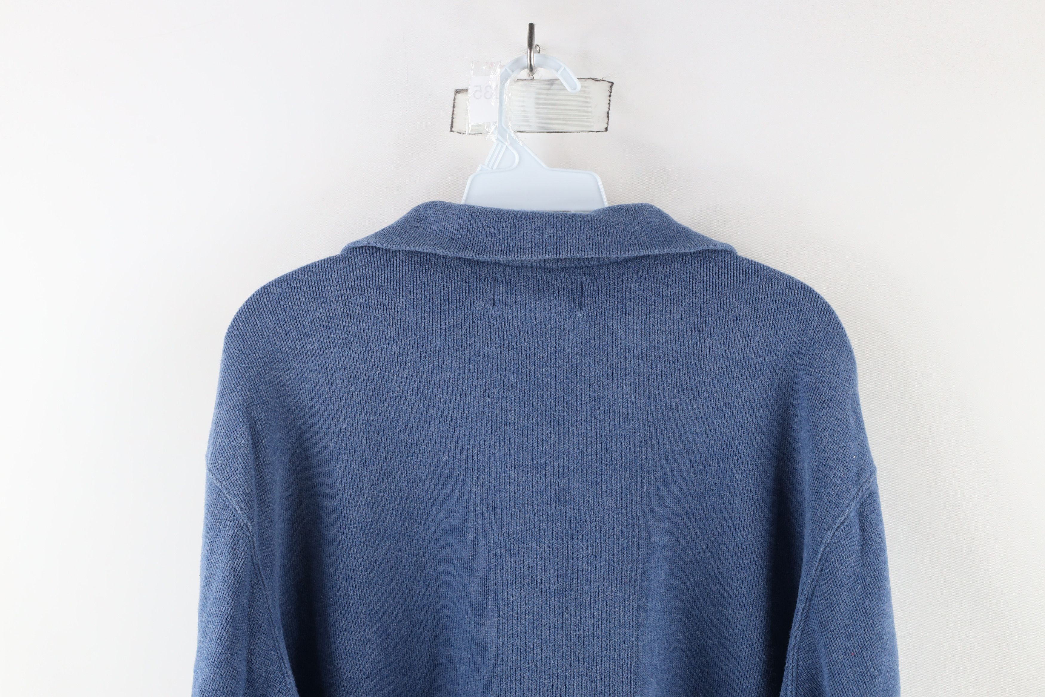 Ralph Lauren × Vintage Vintage 90s Ralph Lauren Ribbed Knit Half Zip Sweater Blue Size US XL / EU 56 / 4 - 8 Thumbnail