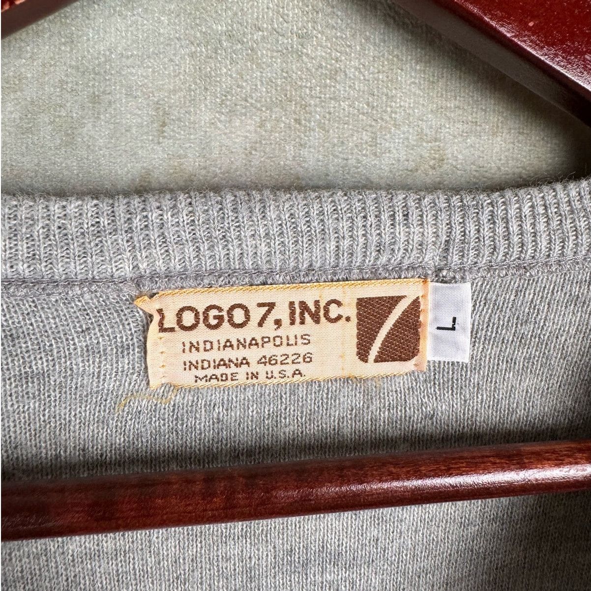 Logo 7 × Vintage VTG 70s Logo 7 College Knit Sweater Sz L Gray Size US L / EU 52-54 / 3 - 4 Thumbnail