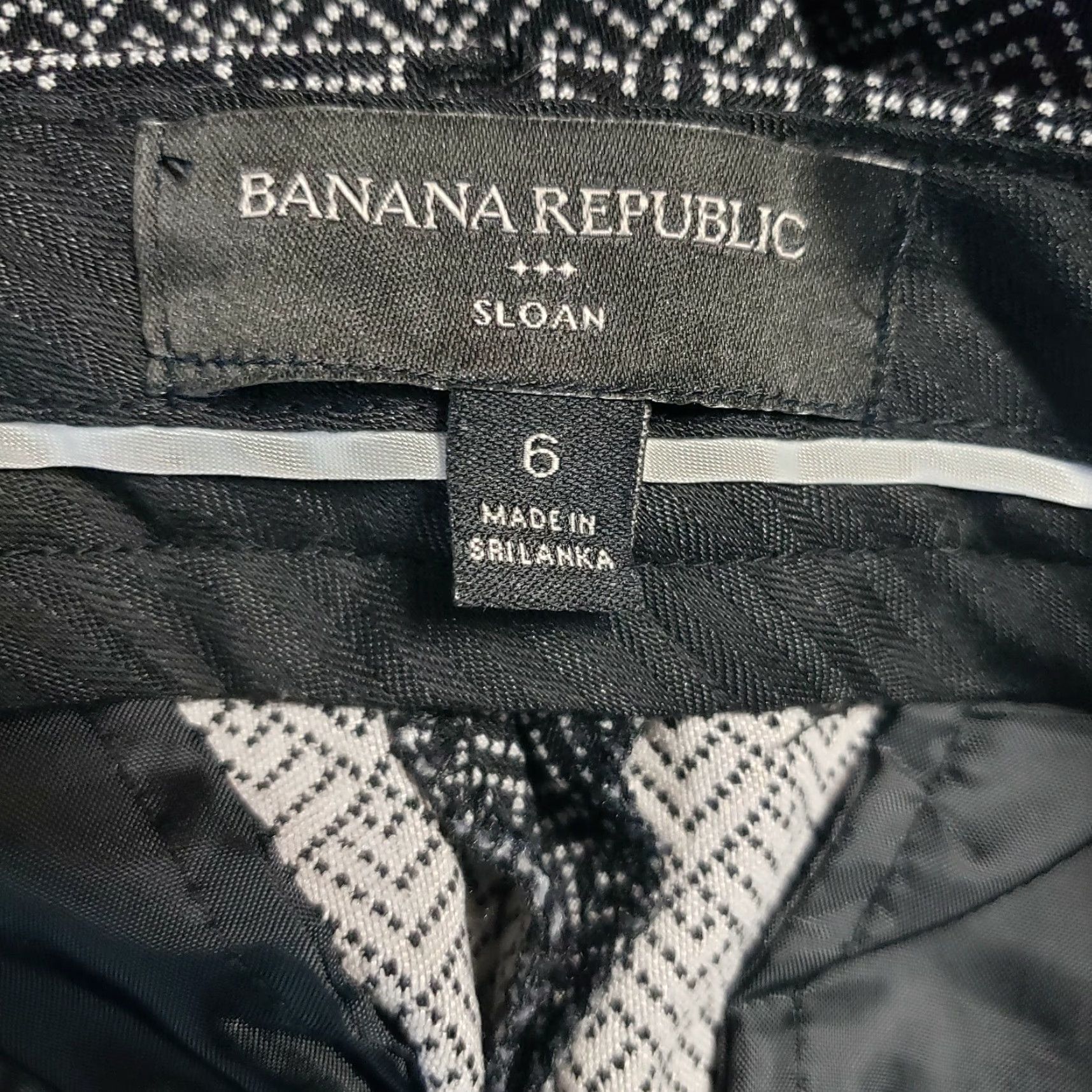 Banana Republic Banana Republic Sloan Pants Womens Sz 6 Black White Ankle 27in Inseam Rayon Blend Geometric Dress Business Casual Slim Size 28" / US 6 / IT 42 - 6 Thumbnail