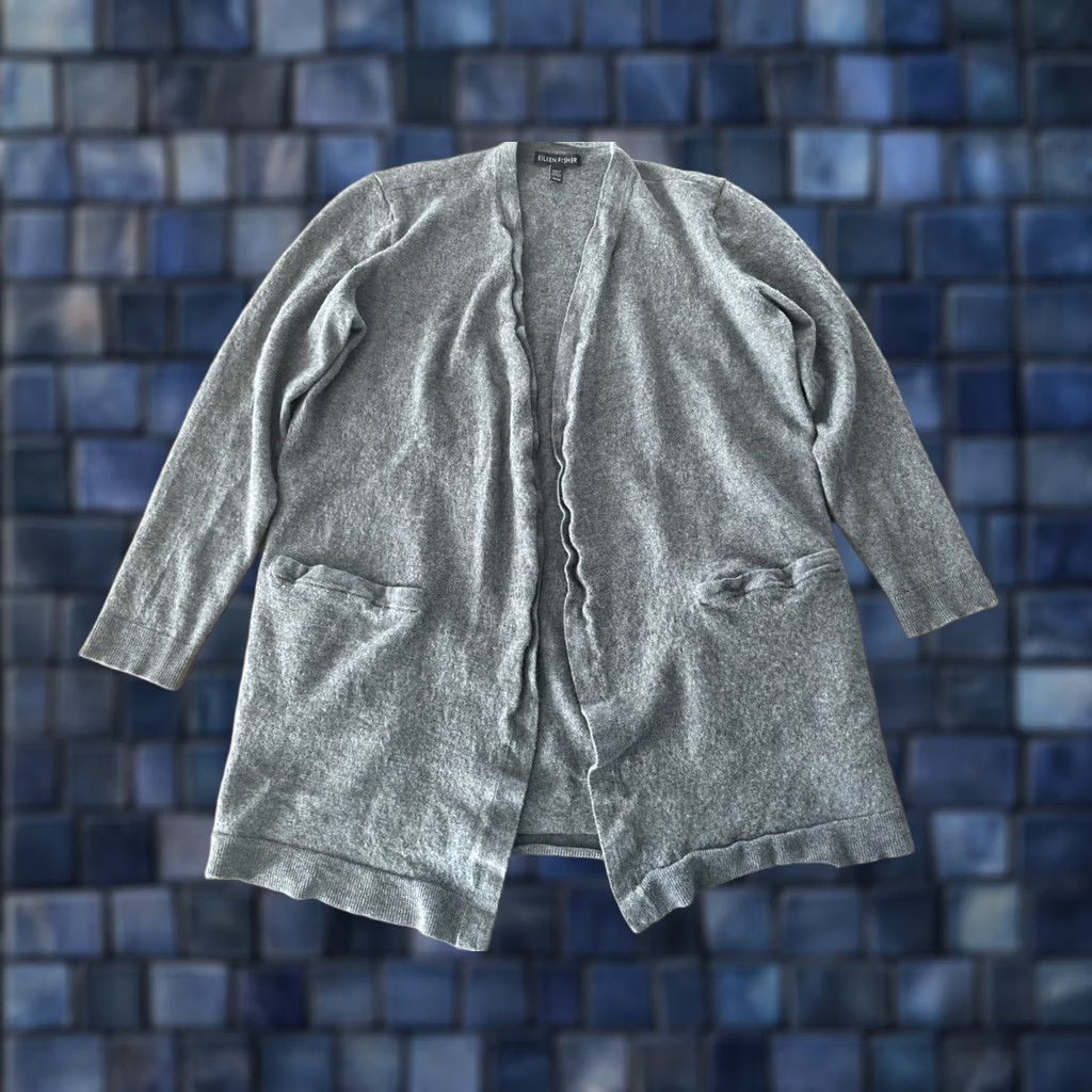 Eileen Fisher VINTAGE? No — Eileen Fisher Gray Merino Wool Blend Open Front Cardigan Sweater Womens M Size M / US 6-8 / IT 42-44 - 1 Thumbnail