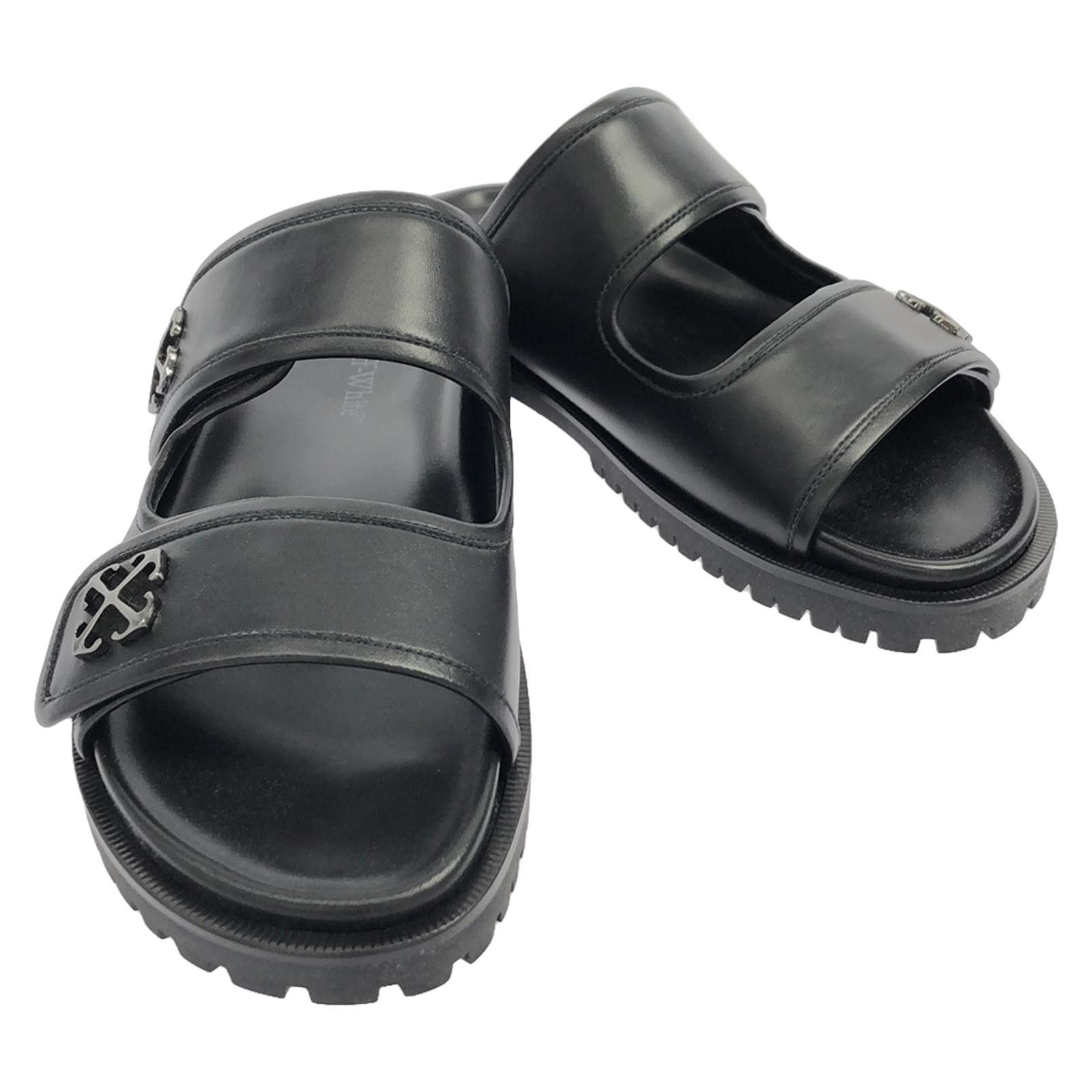 Off White Off-White Off-White Omih008S24Lea0011072 Leather Sandals Leather Shoes Omih008S24Lea0011072 in Black, Women's