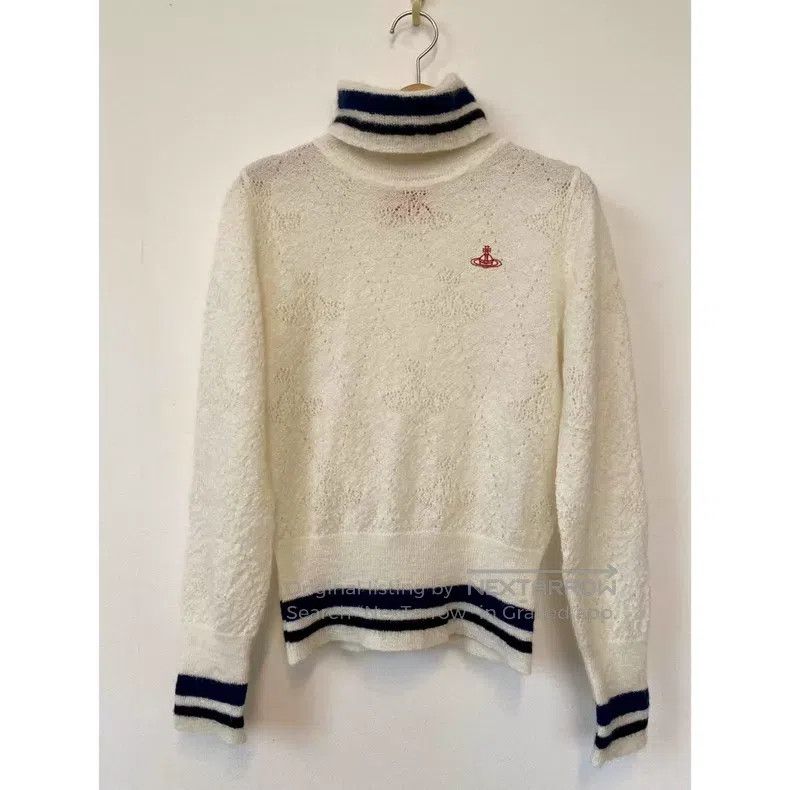 Vivienne Westwood Vivienne Westwood White Saturn Pattern High-Neck Sweater Size ONE SIZE - 4 Thumbnail