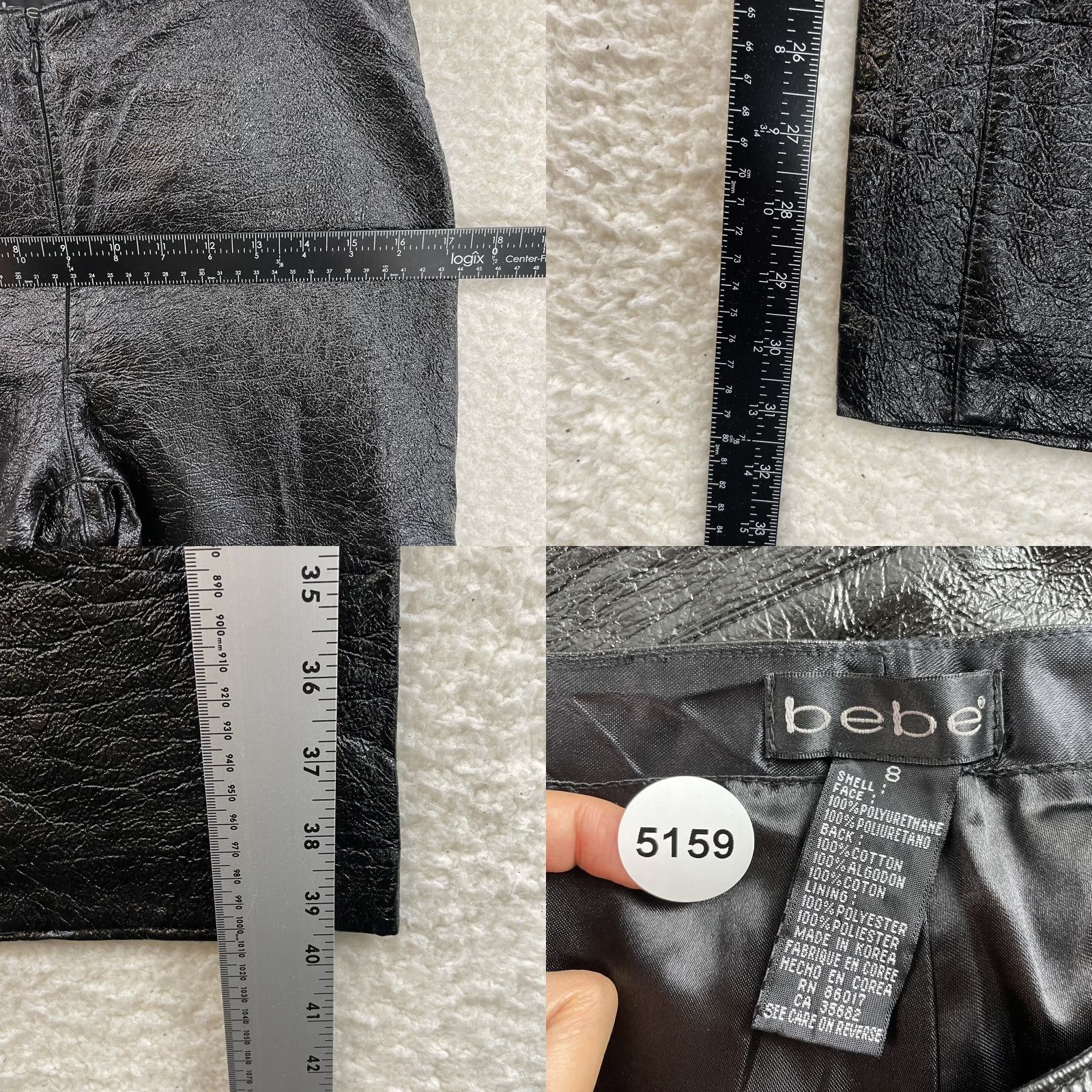 Bebe VINTAGE Y2K Bebe Black Faux Leather Pants 8 28 Medium Mid Rise Straight Leg Glam Rock Womens Size 30" / US 8 / IT 44 - 8 Thumbnail
