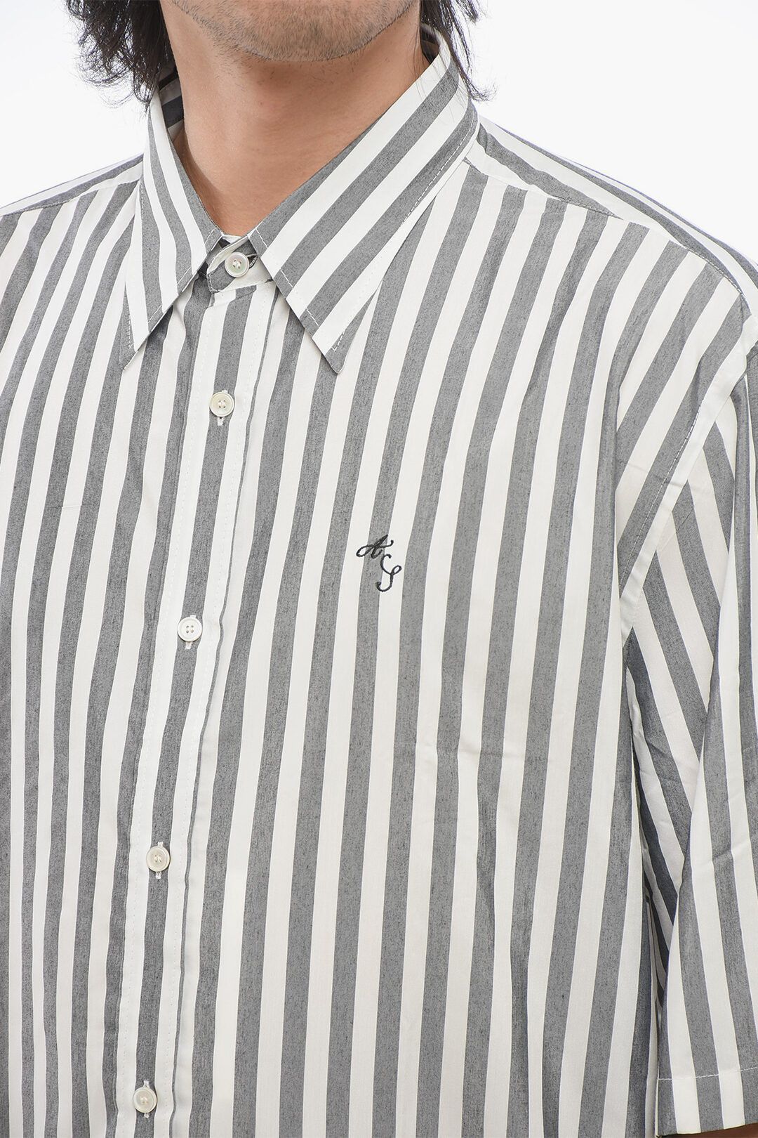 Acne Studios og1mm0325 Awning Striped Shirt in White Grey Size US L / EU 52-54 / 3 - 3 Thumbnail