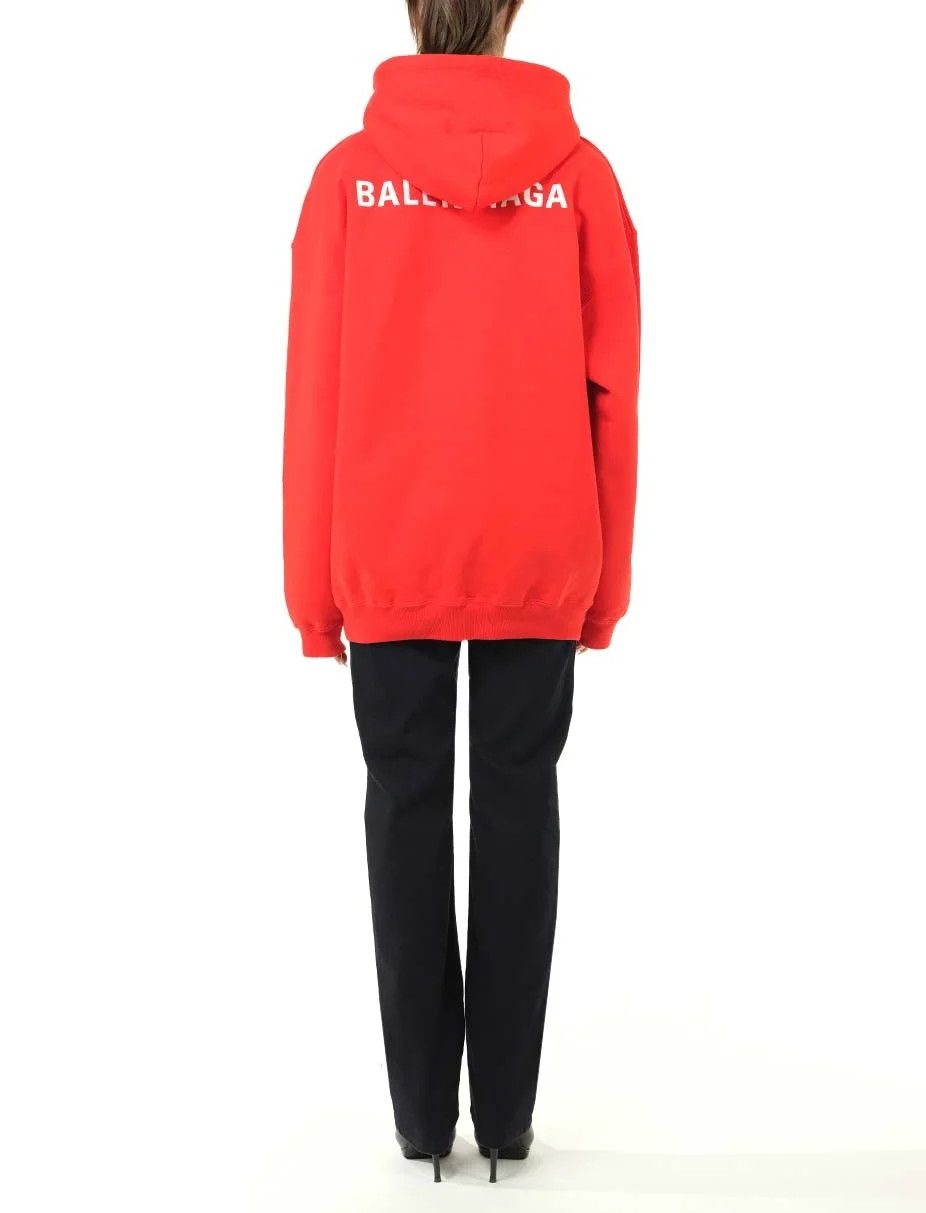 Balenciaga o1y0625 Logo Hoodie in Tomato Red Size XS / US 0-2 / IT 36-38 - 4 Thumbnail