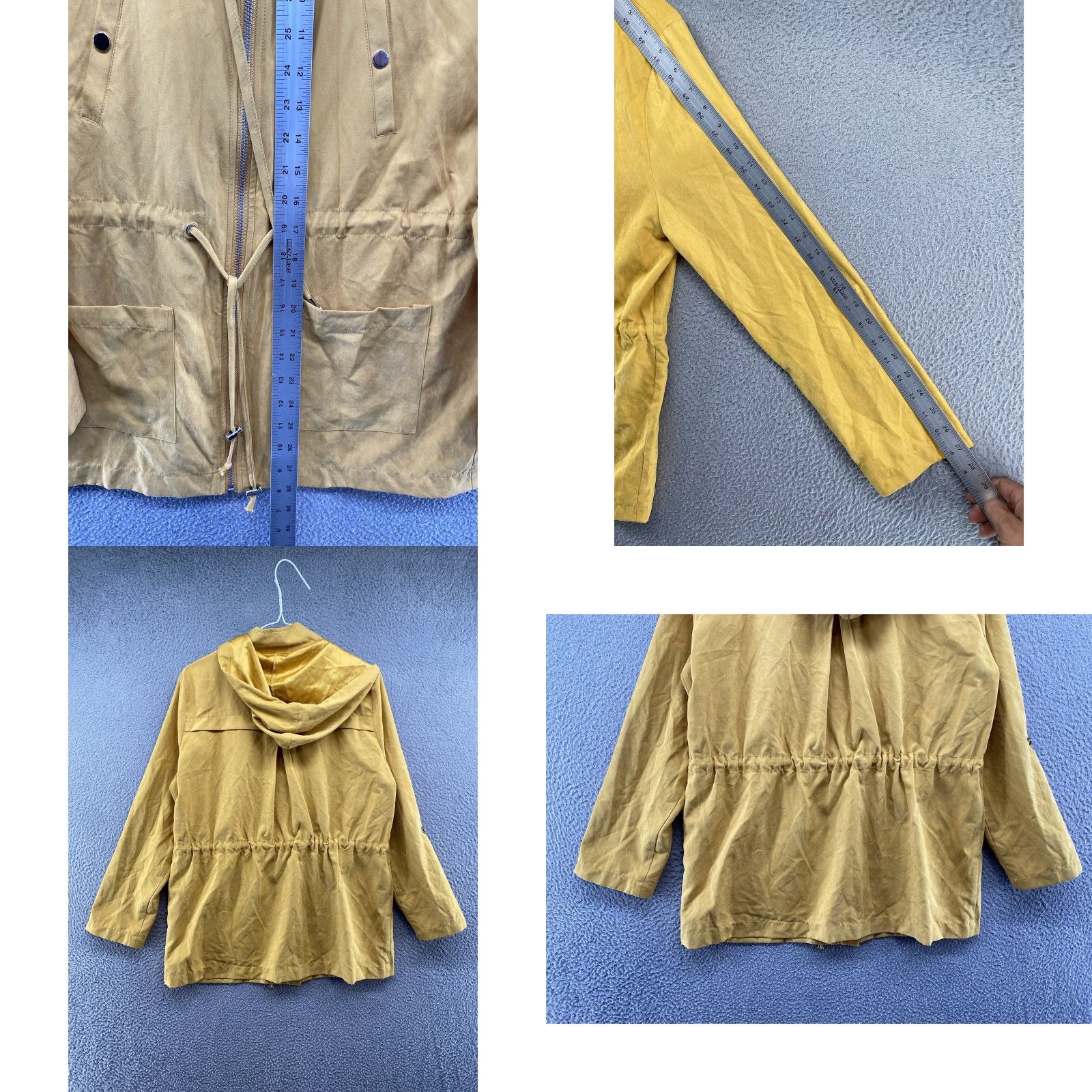 Vintage Before You Women’s Full Zip Jacket Yellow Gold Nylon Blend Hooded M Size Yellow Womens Jacket Size M / US 6-8 / IT 42-44 - 8 Thumbnail
