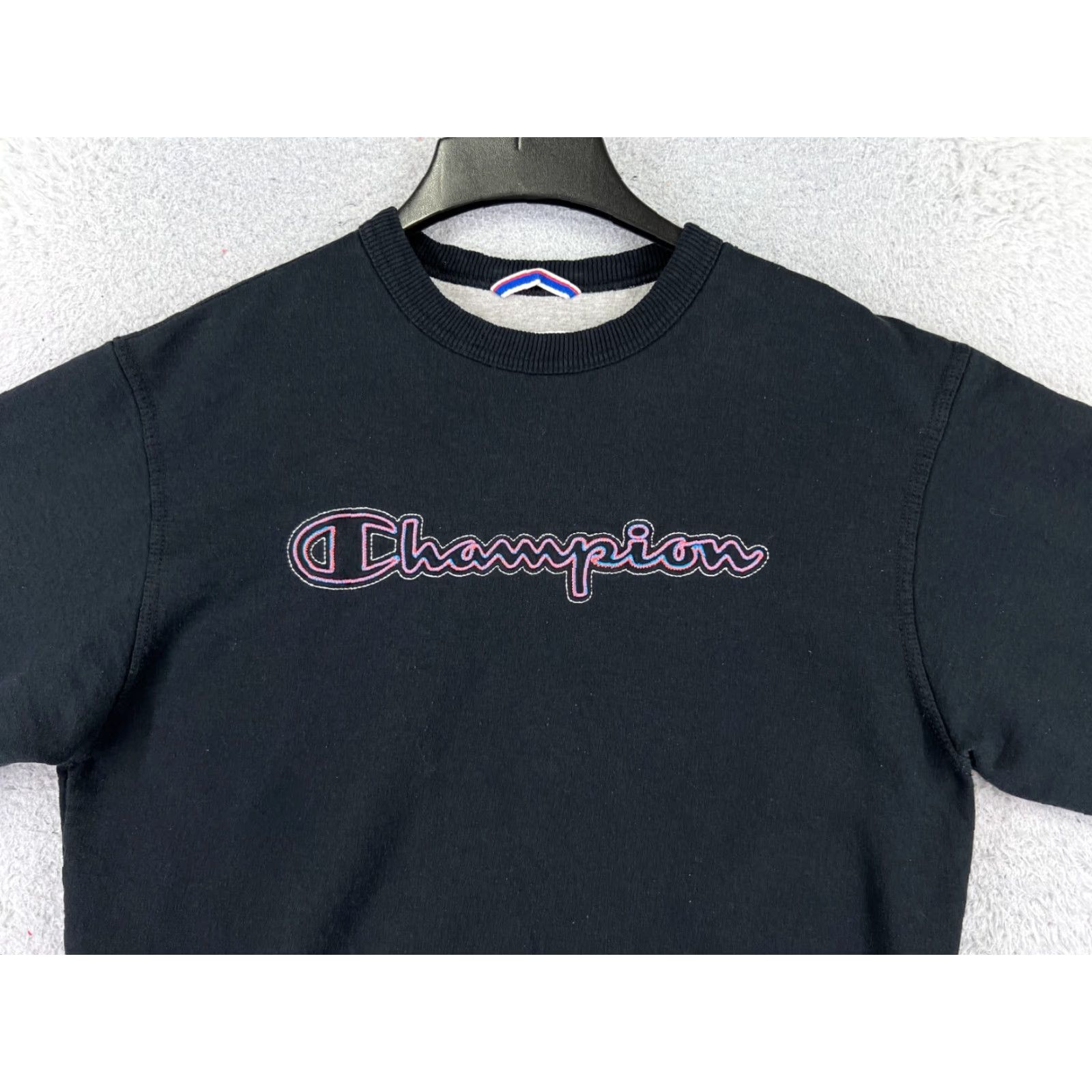 Champion Champion Sweater Adult Medium Black Spellout Cotton Blend Crew Neck Pullover Size US M / EU 48-50 / 2 - 4 Thumbnail