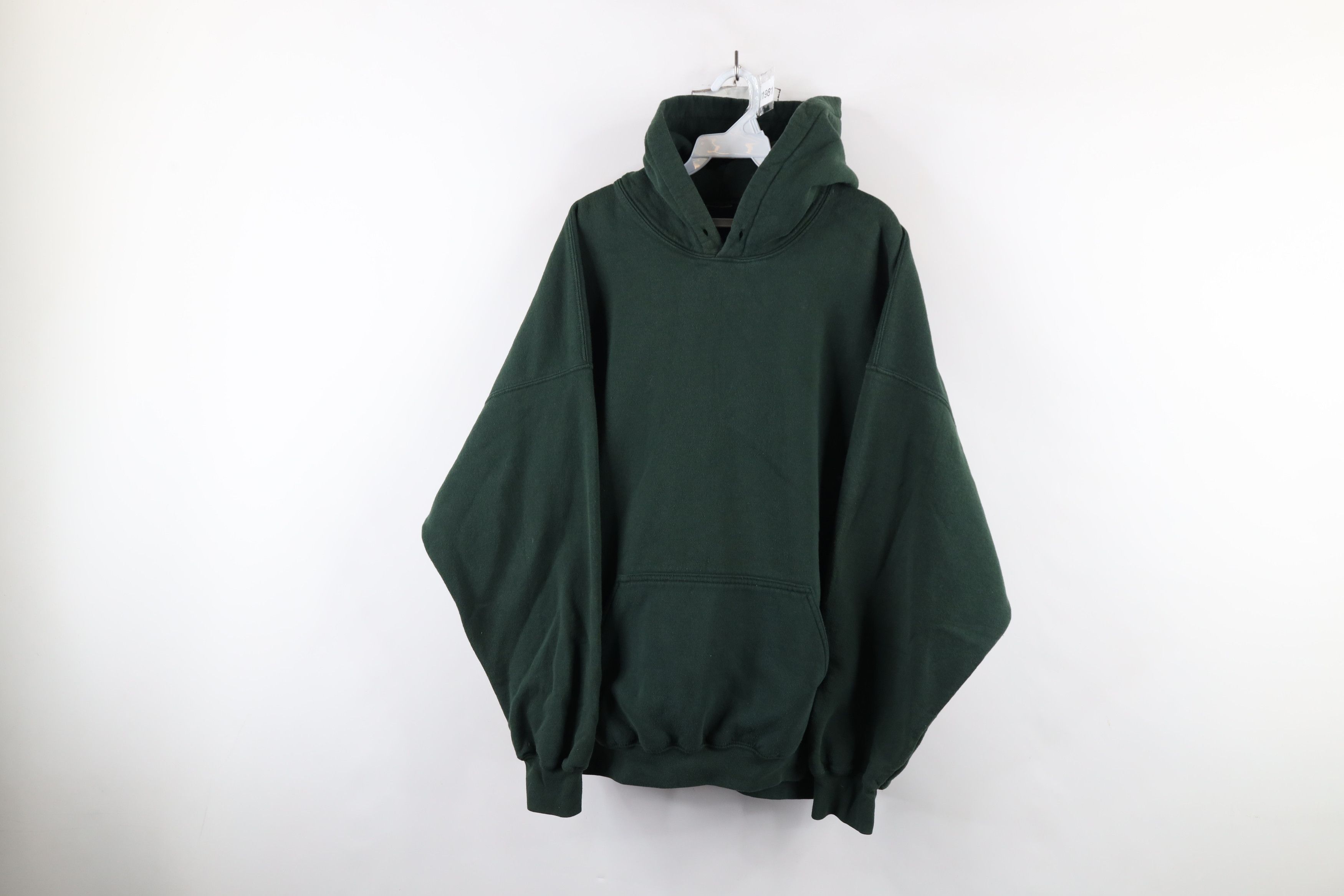 Vintage Vintage 90s Streetwear Blank Heavy Hoodie Sweatshirt Green Size US XXL / EU 58 / 5 - 1 Thumbnail
