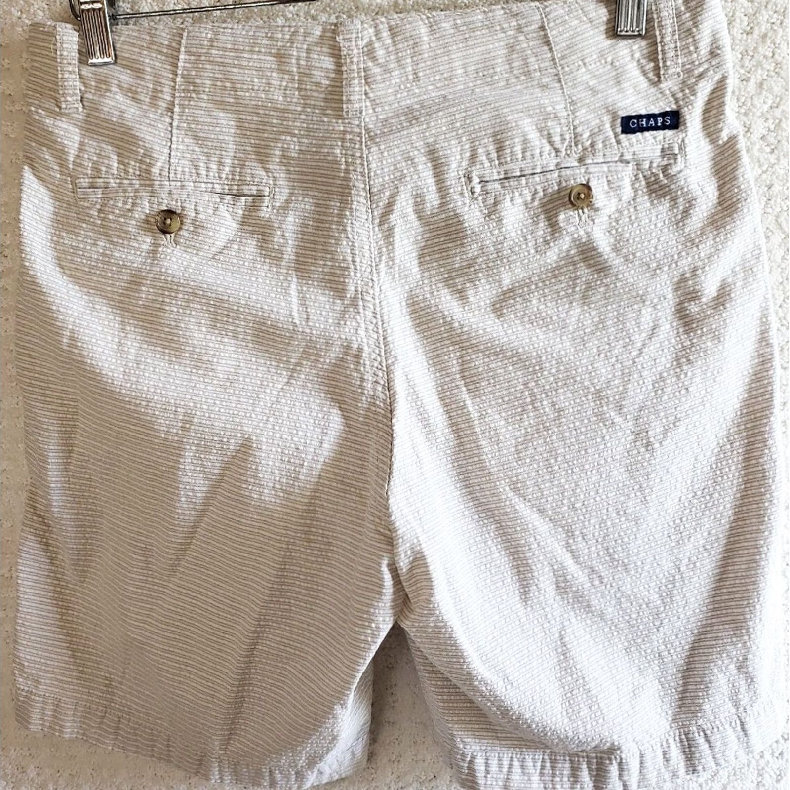 Chaps Chaps Seersucker Shorts Men’s 32x9 Beige-White Striped Chino Style 100% Cotton Size US 32 / EU 48 - 5 Thumbnail