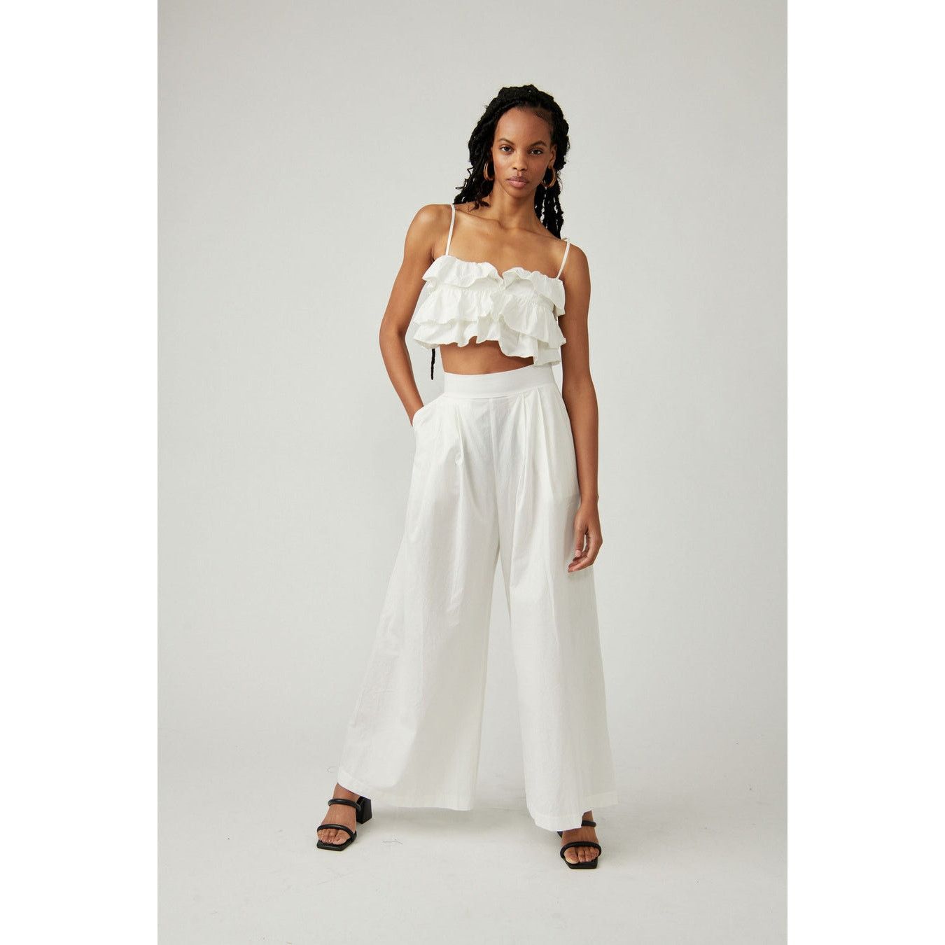 Free People New Free People Danelle Set $168 XL White Crop & Top Pants Size 40" / US 18 - 2 Thumbnail