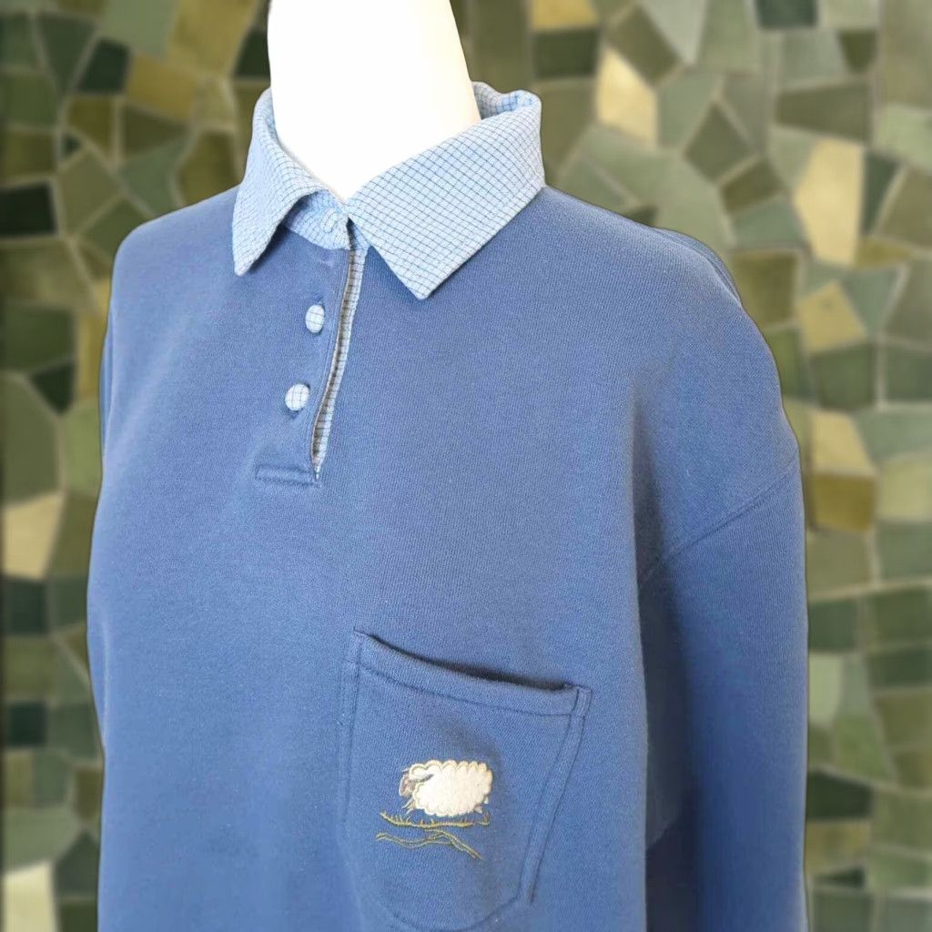 Vintage VINTAGE 90s Clever Shepherd blue collared sheep graphic sweatshirt M Size M / US 6-8 / IT 42-44 - 1 Thumbnail