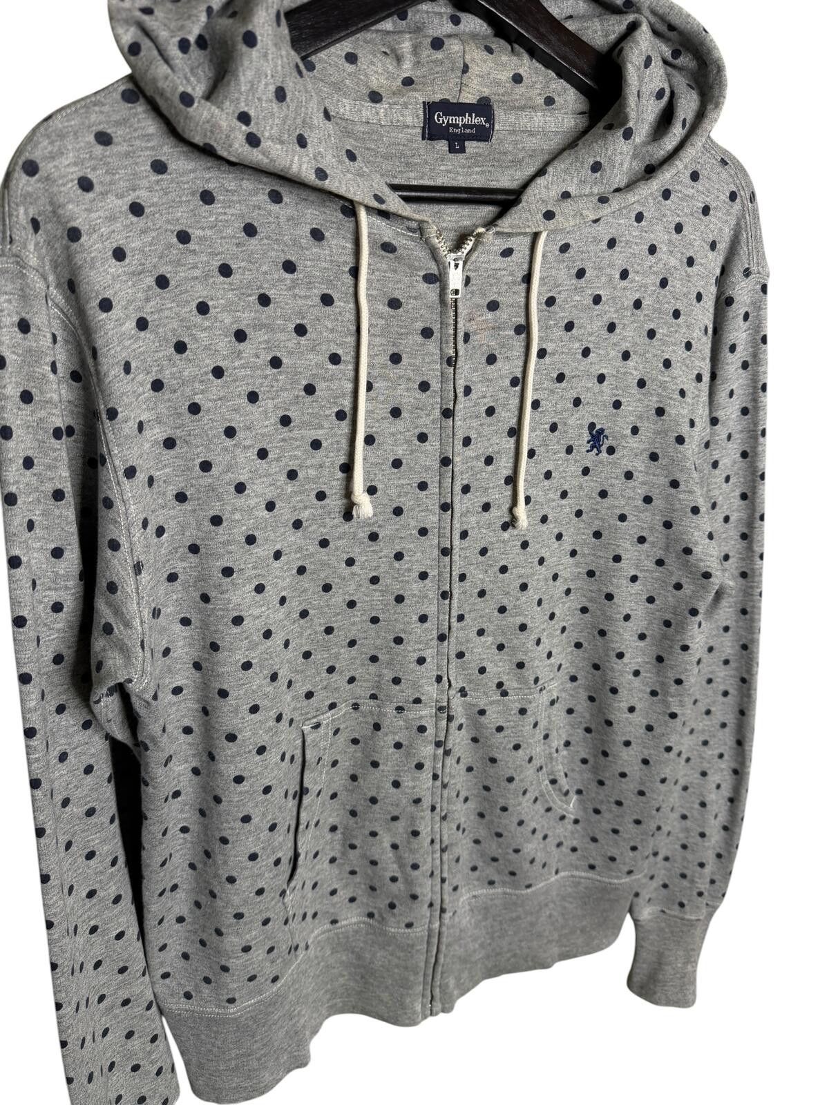 Japanese Brand Gymphlex Polka Dot Zip Hoodie Grey Navy L Japanese brand Size US S / EU 44-46 / 1 - 3 Thumbnail