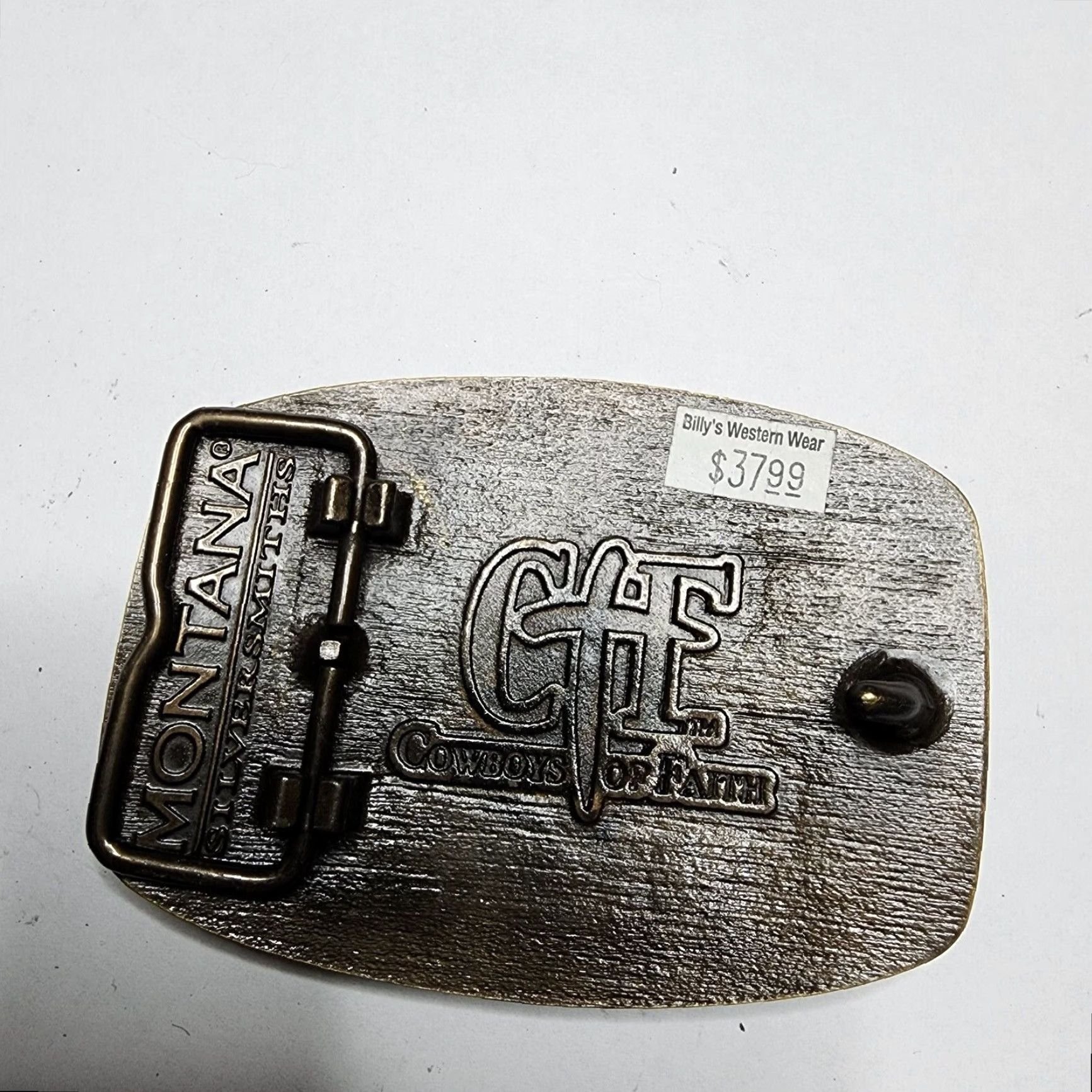 Vintage VINTAGE Montana Silversmiths American Flag Attitude Belt Buckle One Size Gold Patriotic Mens Size ONE SIZE - 2 Thumbnail