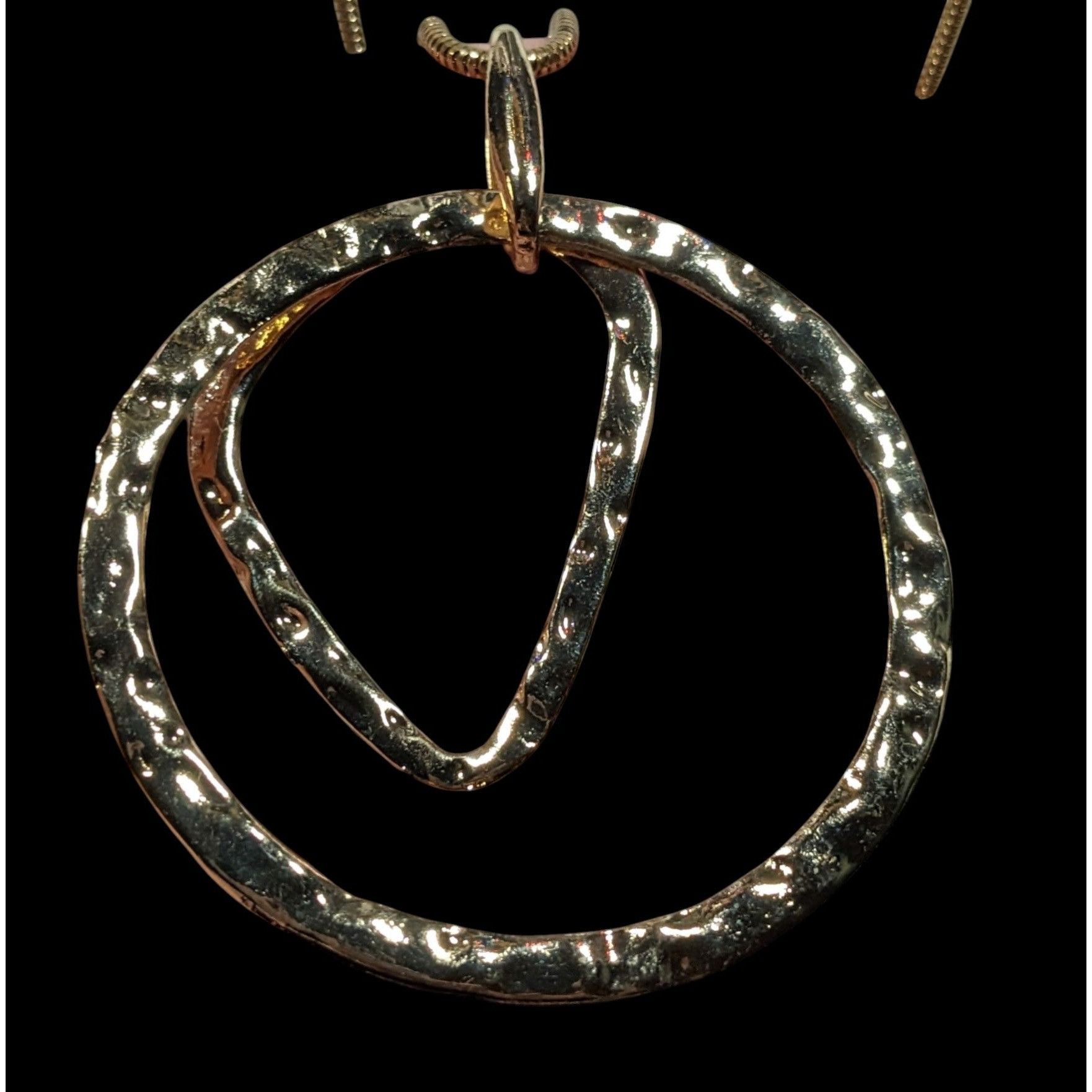 Other Brutalist Hammered Geometric Gold Tone Open Pendant Necklace Size ONE SIZE - 6 Thumbnail