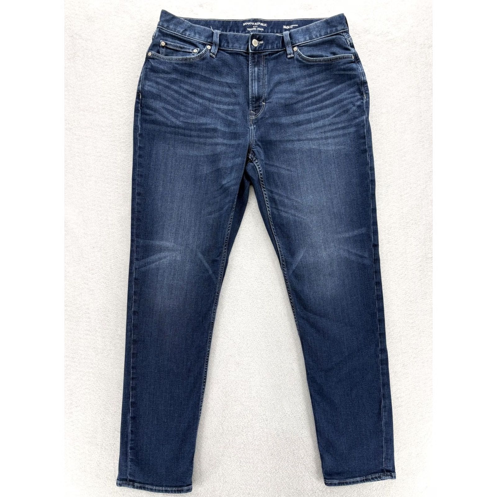 Banana Republic Banana Republic Travel Jeans Mens 36x34 Blue Wash Athletic Tapered Denim Pants Size US 36 / EU 52 - 2 Thumbnail