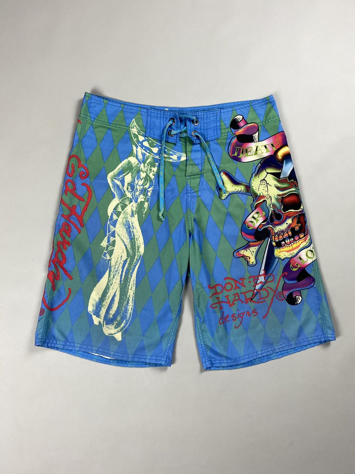 Ed Hardy Ed Hardy Y2K men’s overprinted surf swim shorts size ~ 32 Size US 32 / EU 48 - 1 Thumbnail