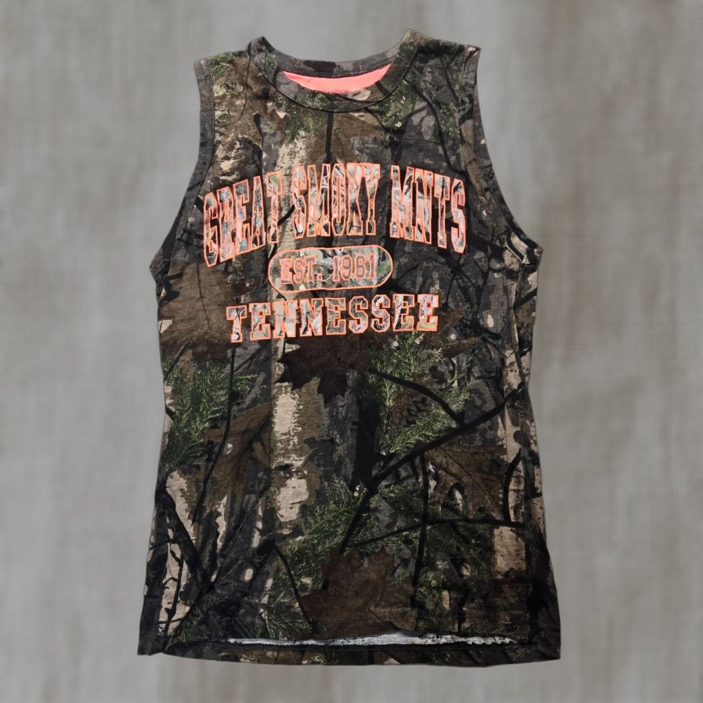 Greats Unbranded Shirt Men Multicolor Great Smoky Mountains Camo Tee T-Shirt Tank Top M Medium Graphic Print All Seasons 1990s-Theme Mountains Size US M / EU 48-50 / 2 - 1 Thumbnail