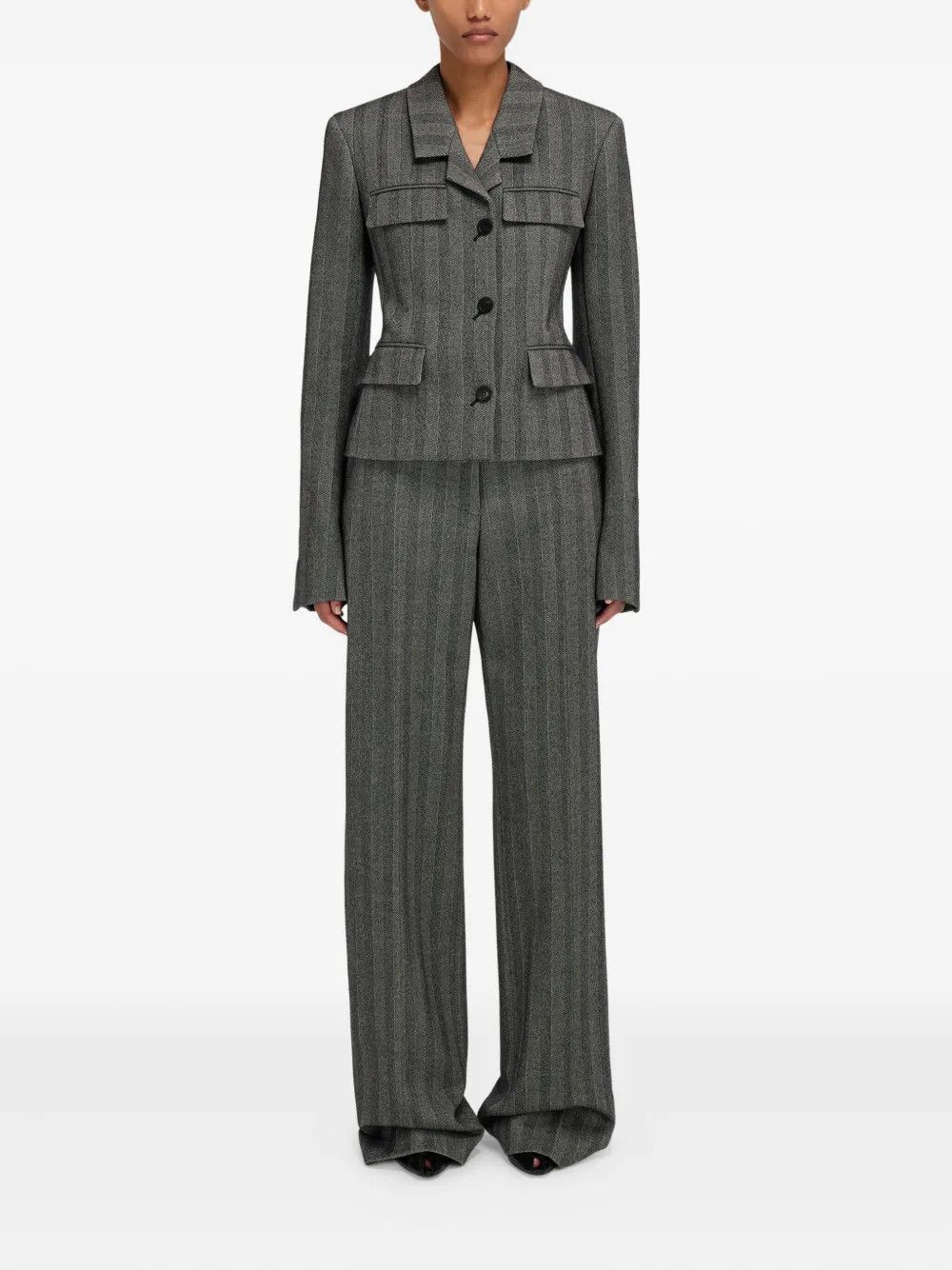Salvatore Ferragamo o1s1rm0526 Chevron Pattern Pant in Dark Grey Size 27" / US 4 / IT 40 - 2 Thumbnail