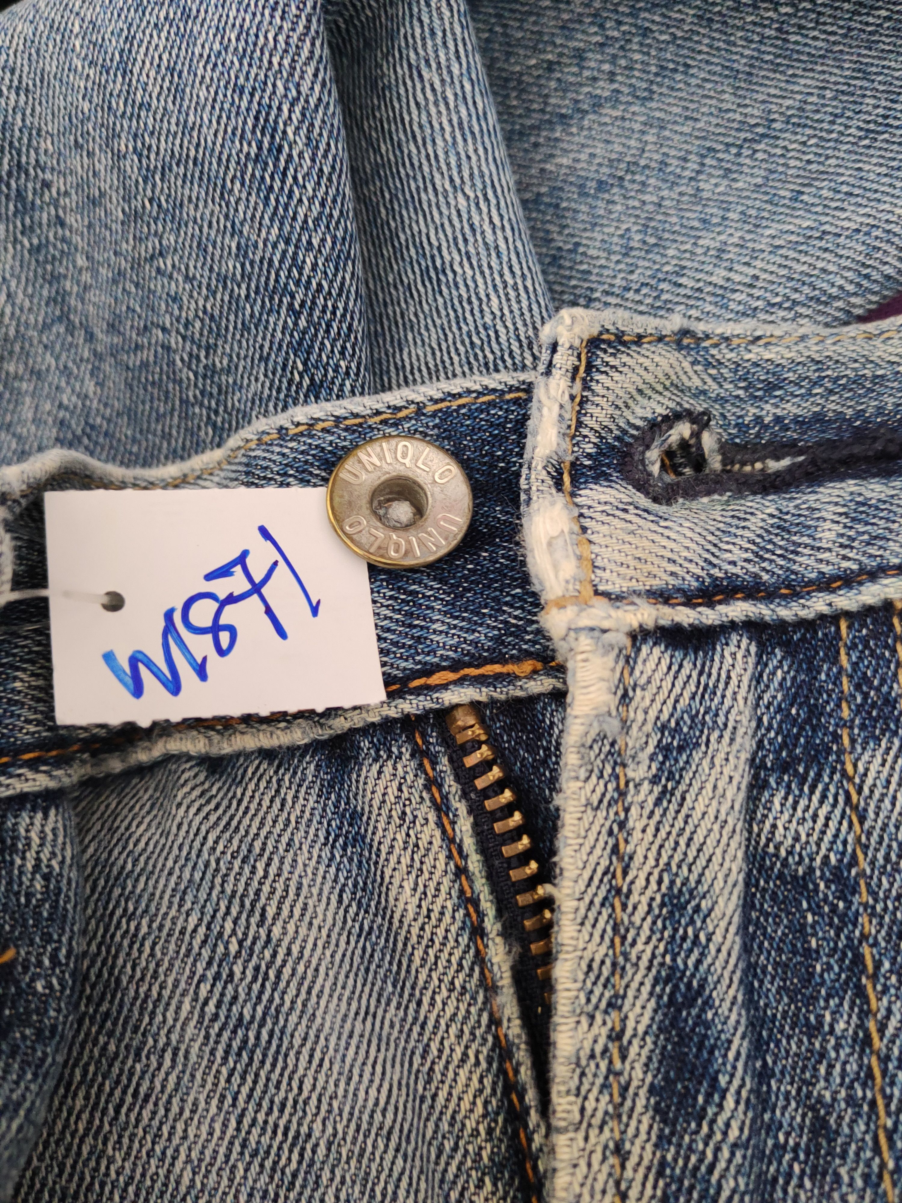 Japanese Brand Uniqlo fabric by kaihara Blue Distressed Ripped Jeans #W1871 Size US 34 / EU 50 - 18 Thumbnail