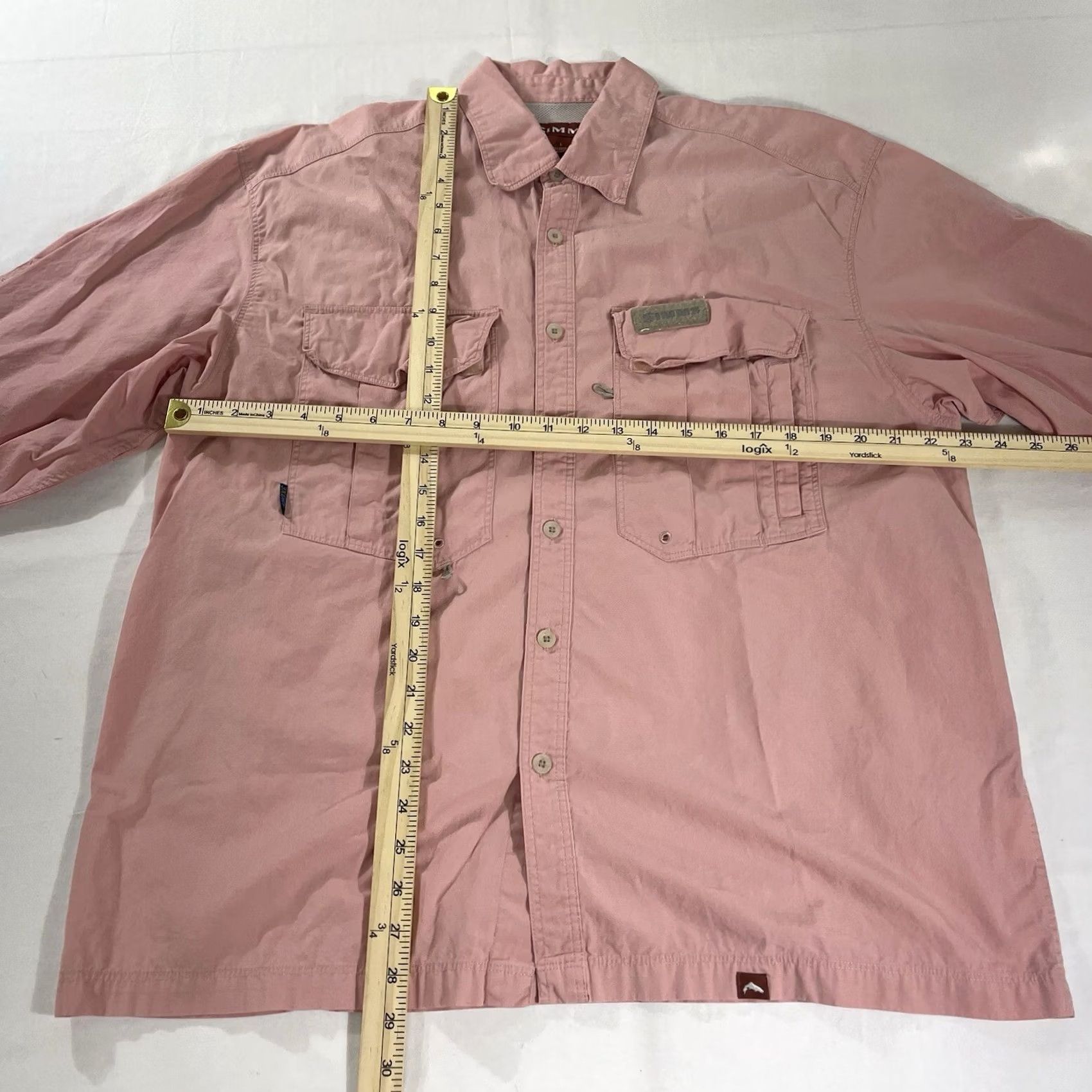 Pinko Simms Button-Up Shirt L Pink Long Sleeve Cotton Solid Anglers Fly Fishing Vintage: No Size US L / EU 52-54 / 3 - 3 Thumbnail