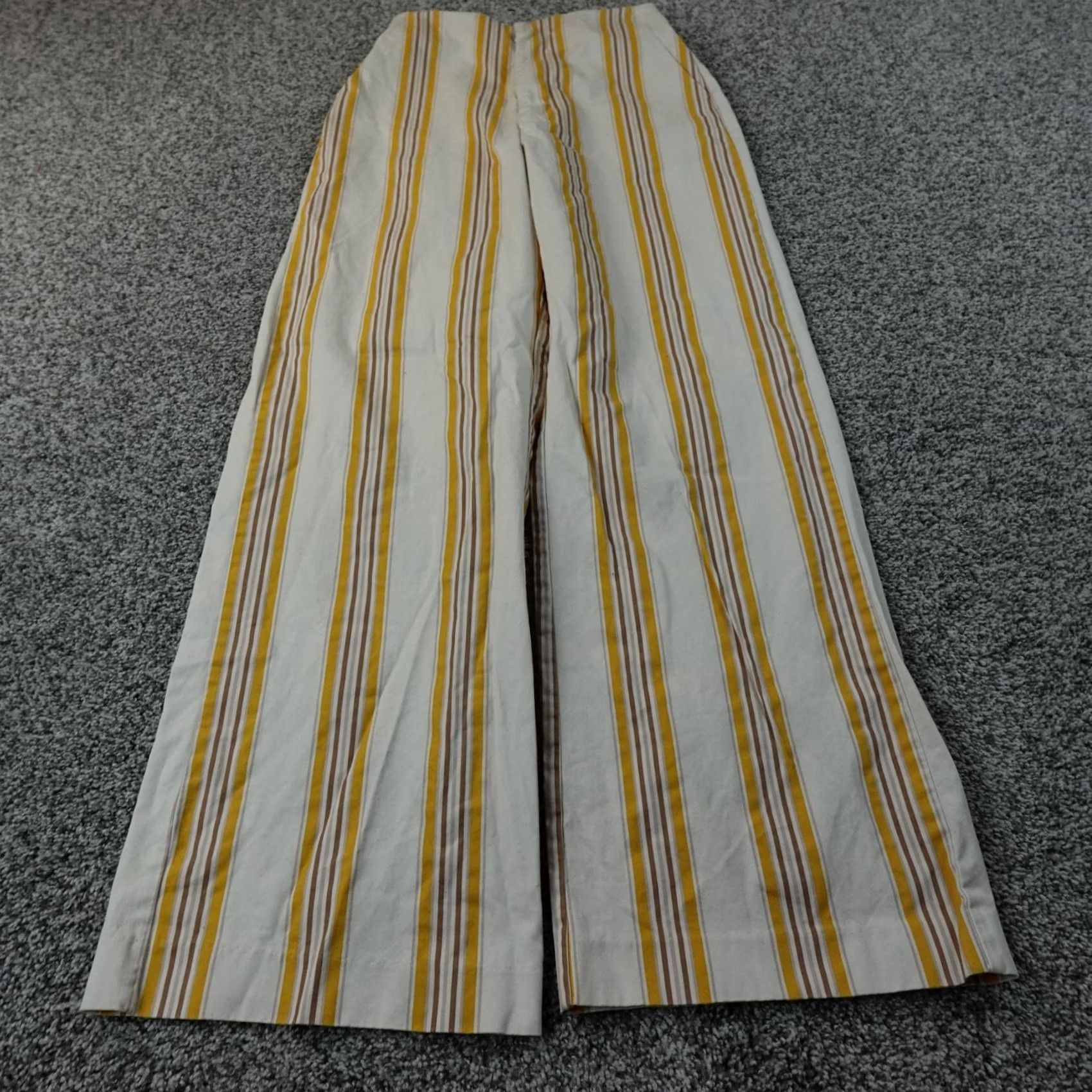Abercrombie & Fitch Abercrombie & Fitch Pants Womens XS White Yellow Striped Pull On Wide Leg High Rise Baggy Size 40" / US 18 - 2 Thumbnail