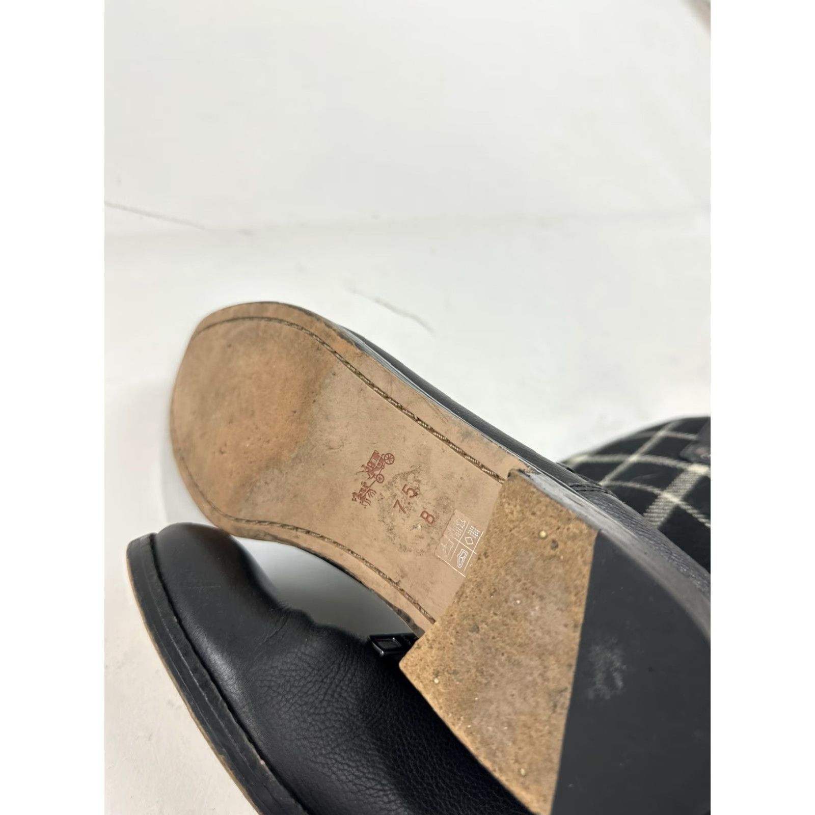 Coach Coach Mackie Boots Women’s Mid-Calf Black 7.5 US Leather Wool Plaid Winter Womens Size US 7.5 / IT 37.5 - 7 Thumbnail