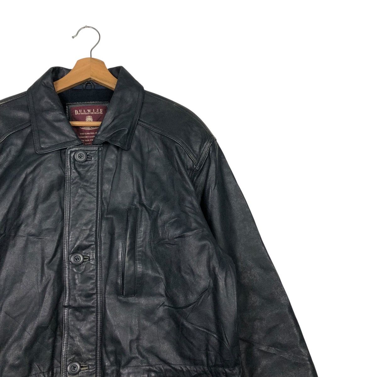 Japanese Brand × Vintage 📌Vintage Leather Jacket Dulwije Blanket Issey Miyake Pockets Size US L / EU 52-54 / 3 - 7 Thumbnail
