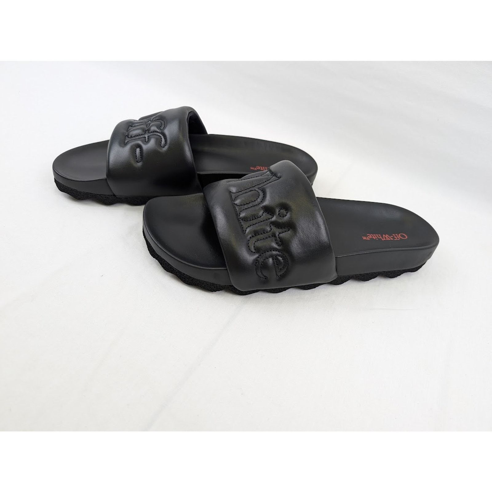 Off-White o1rshd1 Bookish Leather Slider in Black Size US 12 / EU 45 - 16 Thumbnail