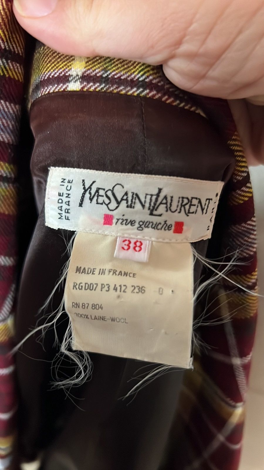 Yves Saint Laurent YSL Vintage Red/Yellow Plaid Fringe Blazer FR 38 Size S / US 4 / IT 40 - 5 Thumbnail