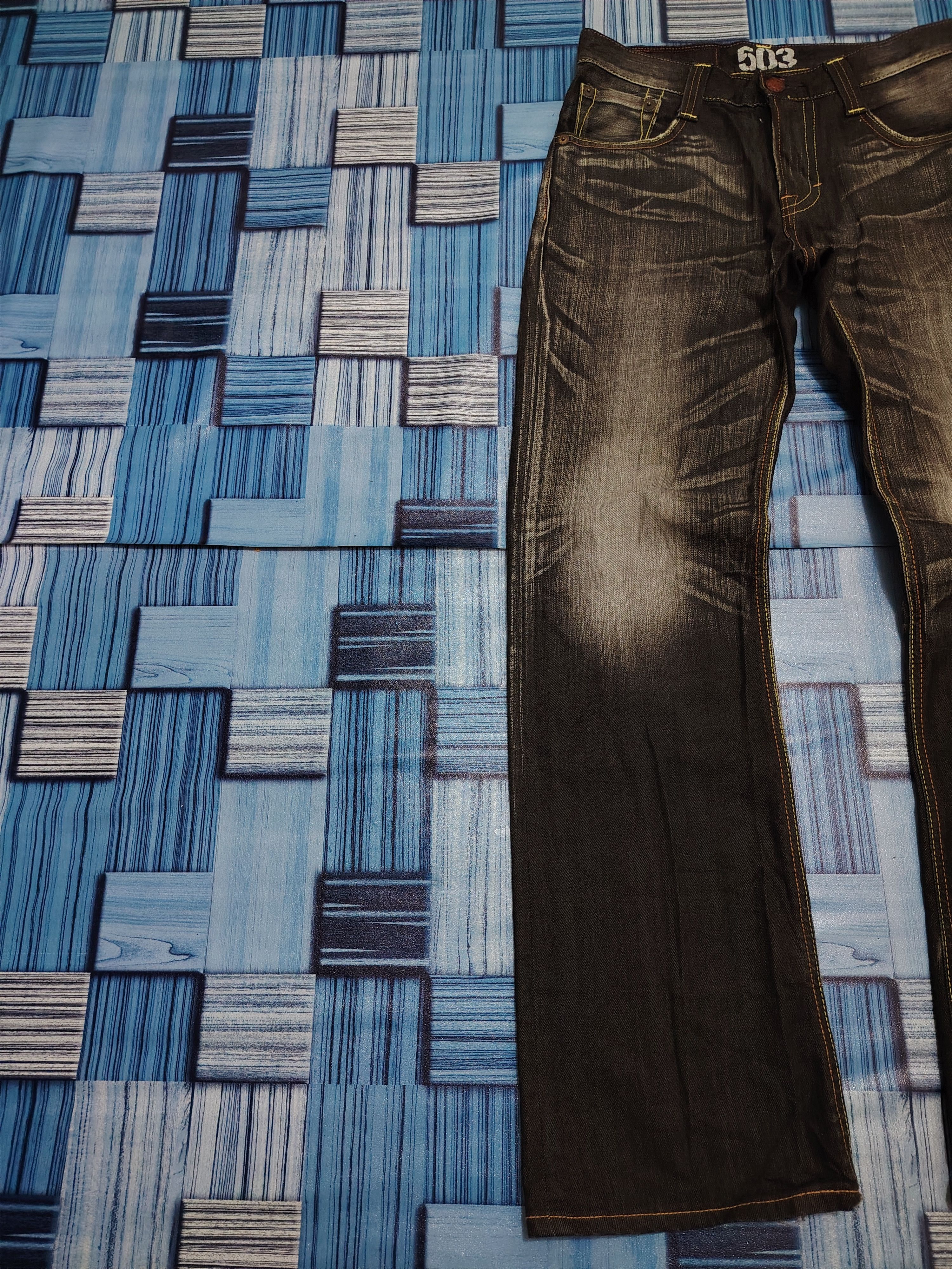 Edwin Japanese Edwin 503 Blue Trip Black Flared Jeans Size US 30 / EU 46 - 11 Thumbnail