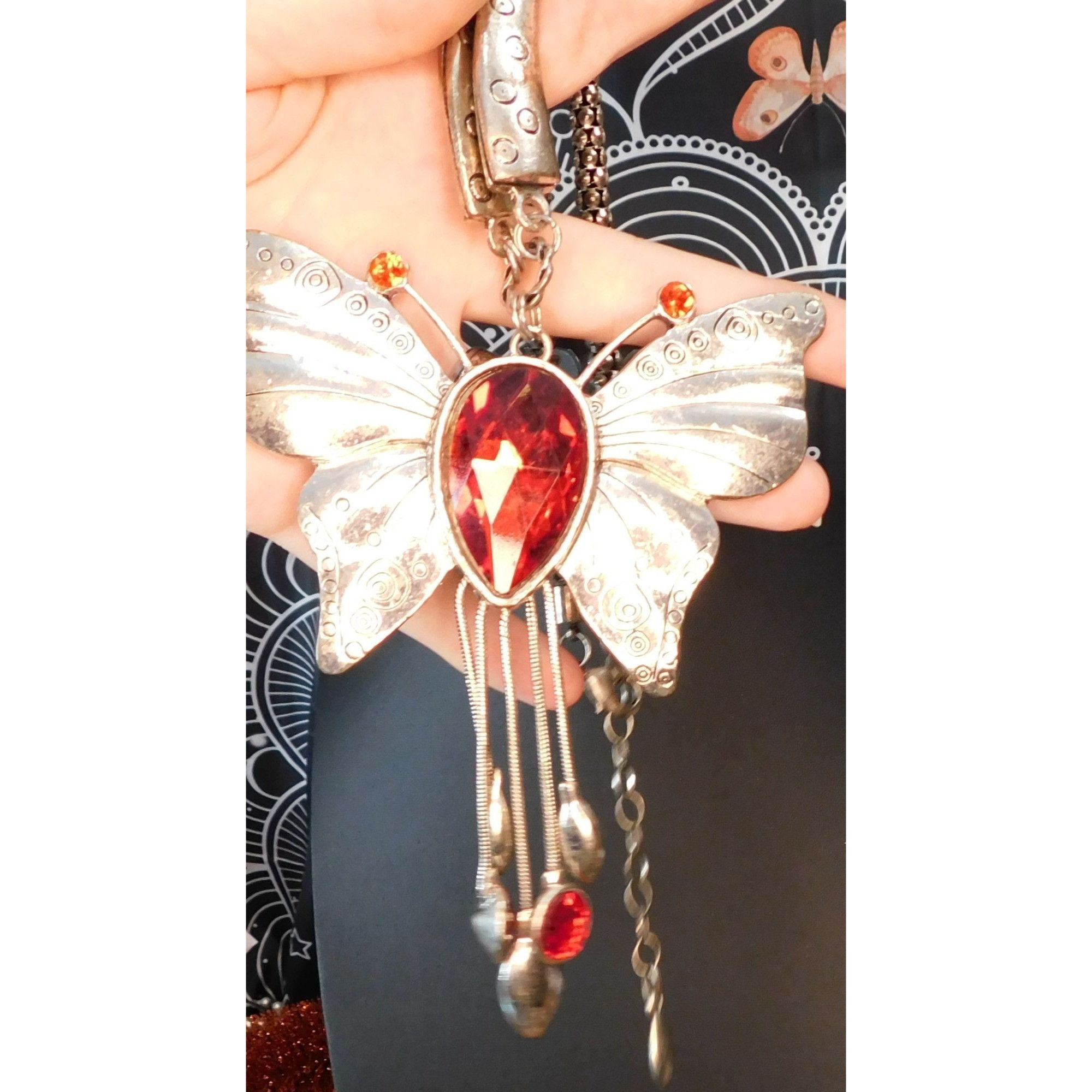 Other Fairycore Fantasy Large Silver Tone Butterfly Necklace Size ONE SIZE - 1 Thumbnail