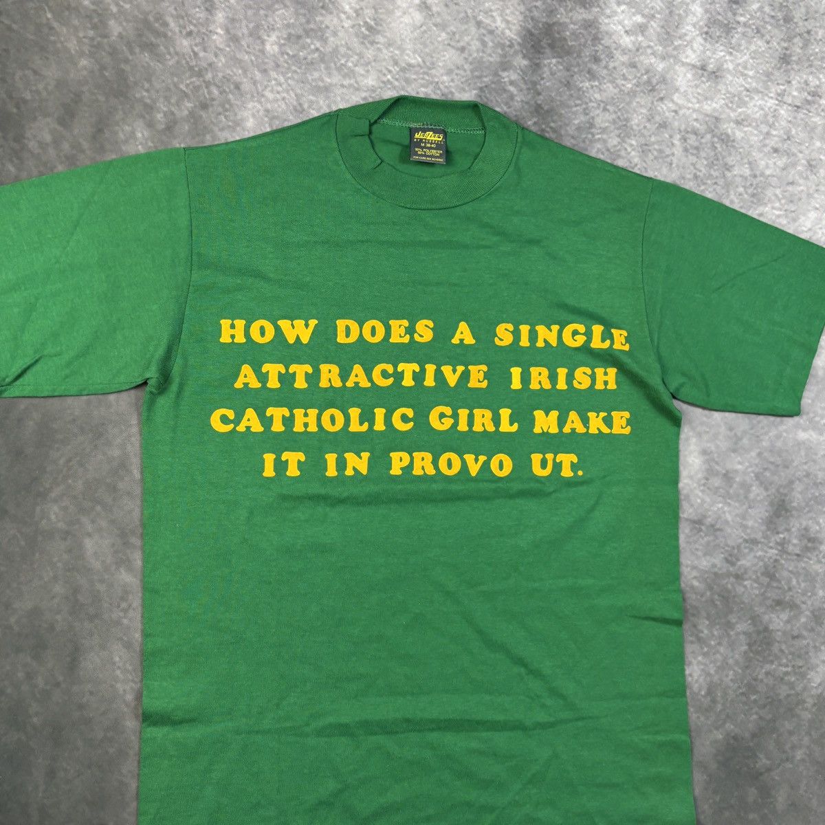 Vintage 1980s Irish Catholic Joke Tee True Vintage Felt Letter USA Size US M / EU 48-50 / 2 - 2 Thumbnail