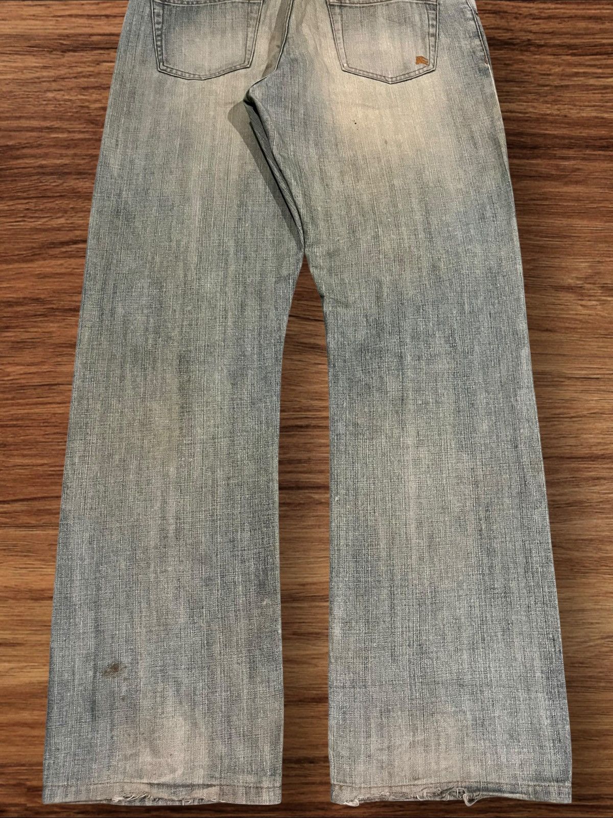Black Label × Burberry ⚡️Sick⚡️Burberry Black Label Mud Wash Distress Buttonfly Jeans Size US 35 - 12 Thumbnail