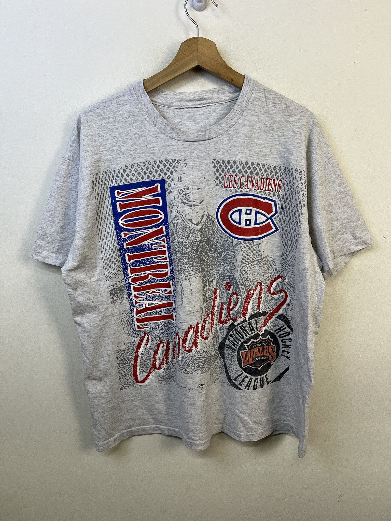 NHL Vintage Tee Shirt 1990s Single Stitch Montreal Canadians 1992 Hockey Tee Shirt Size L Size US L / EU 52-54 / 3 - 1 Thumbnail