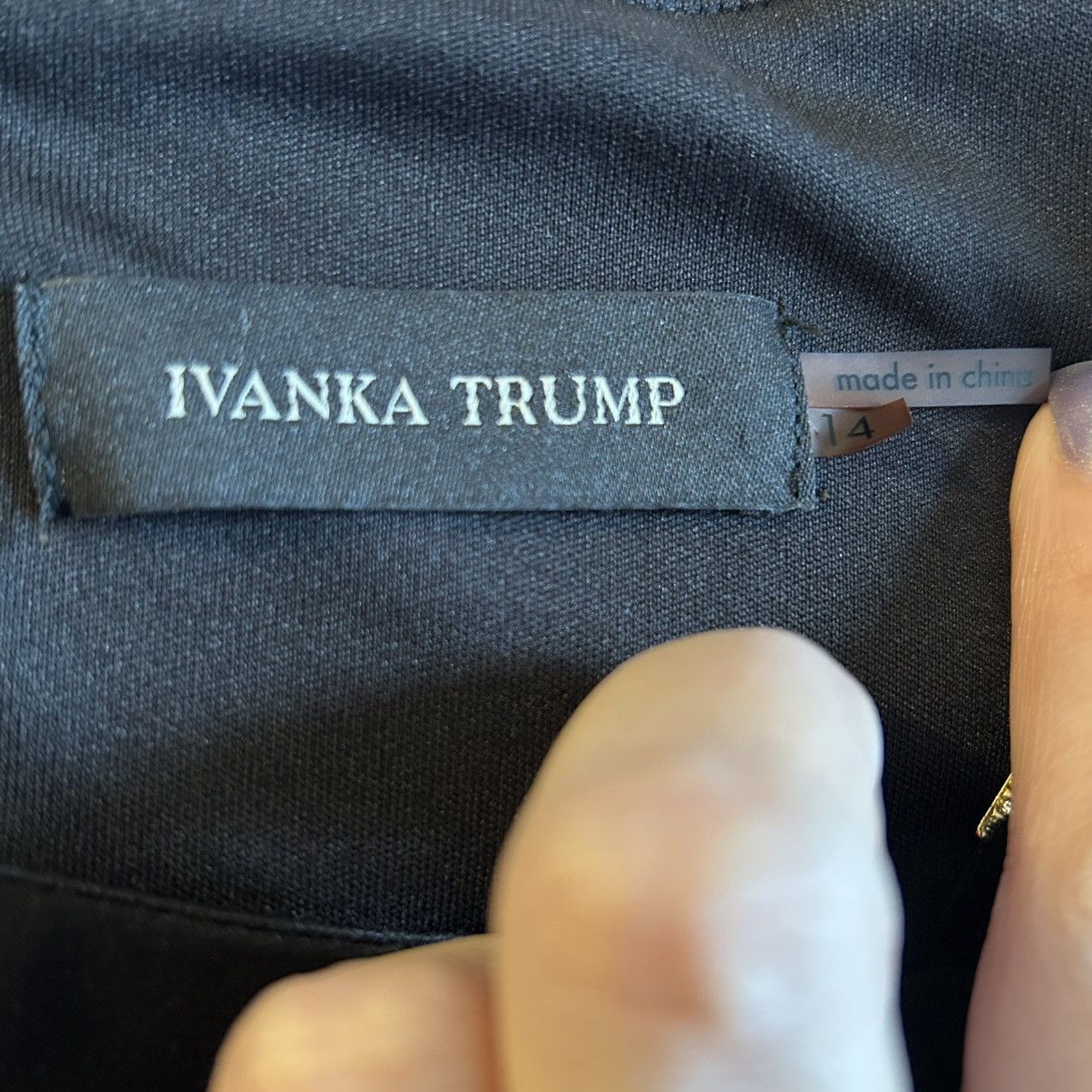 Other Ivanka Trump black shift dress sheer LS rhinestone accent 14 Size XL / US 12-14 / IT 48-50 - 7 Thumbnail